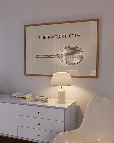 Póster de tenis vintage con estampado de club de campo estético, diseño de raqueta de tenis, horizontal, sin marco, 55