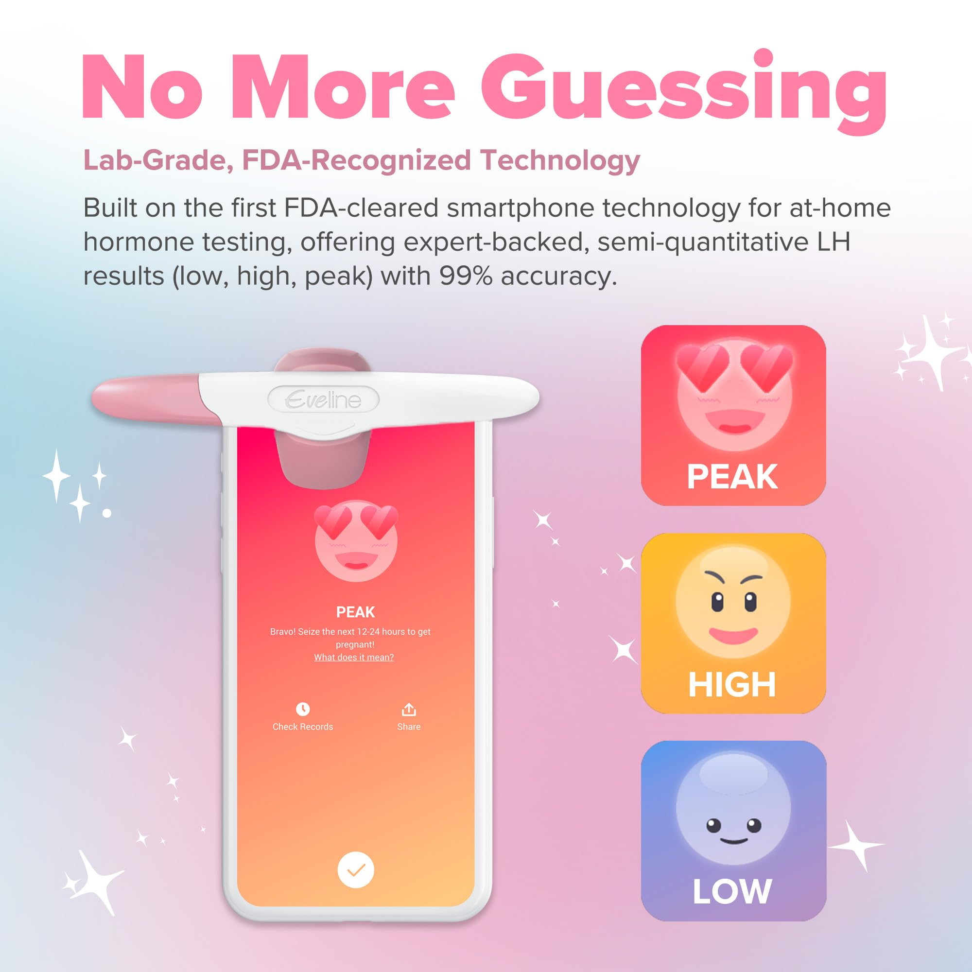 Lot de 5 bandelettes de test d'ovulation intelligentes avec application numérique de surveillance de la fertilité – Kit de prédicteur d'ovulation le plus facile pour femme, certifié FDA pour une