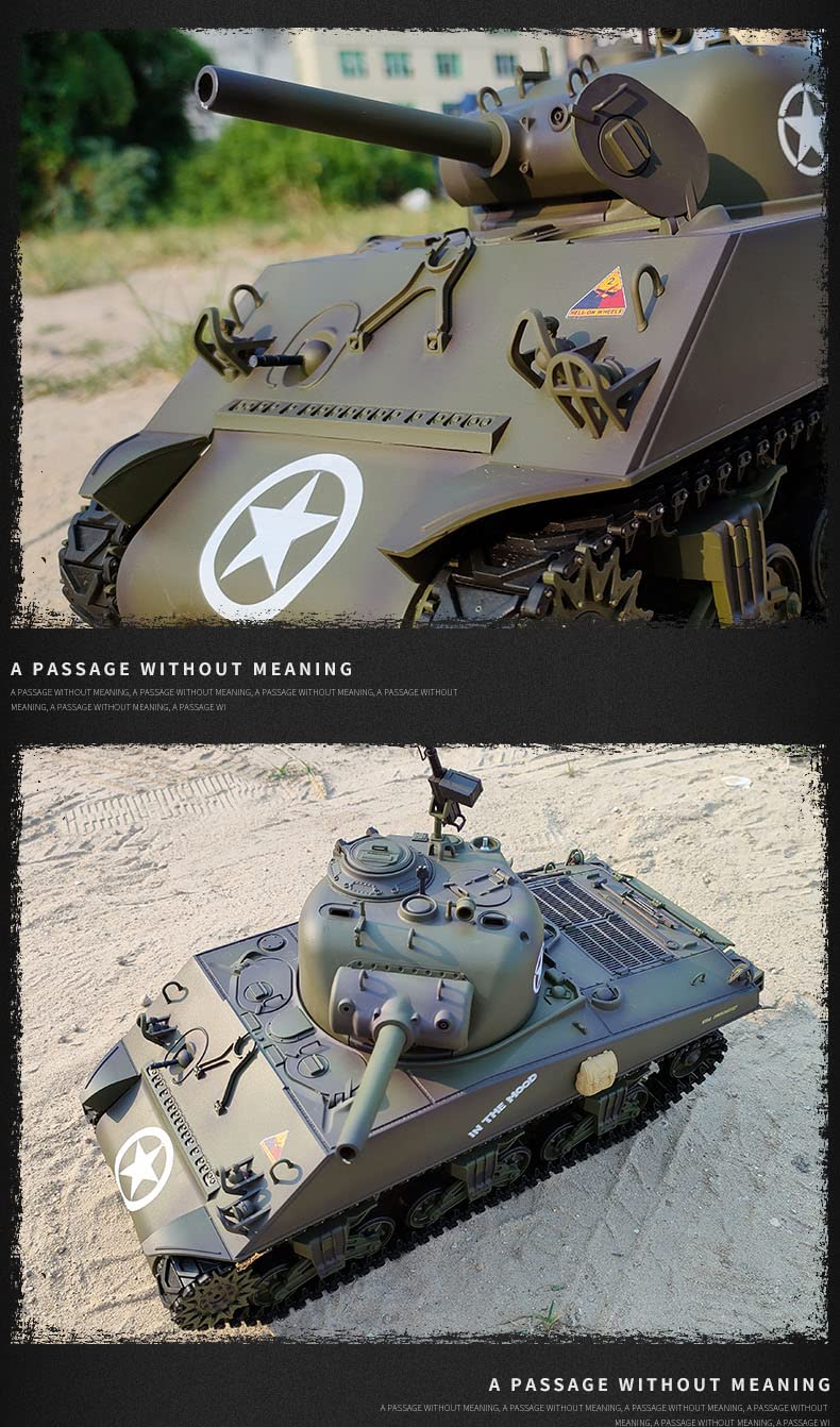 Model czołgu pilot retro czołg M4A3 wielofunkcyjny pilot zdalnego sterowania czołg 1:16 model symulacyjny (ulepszone stalowe pudełko fali)