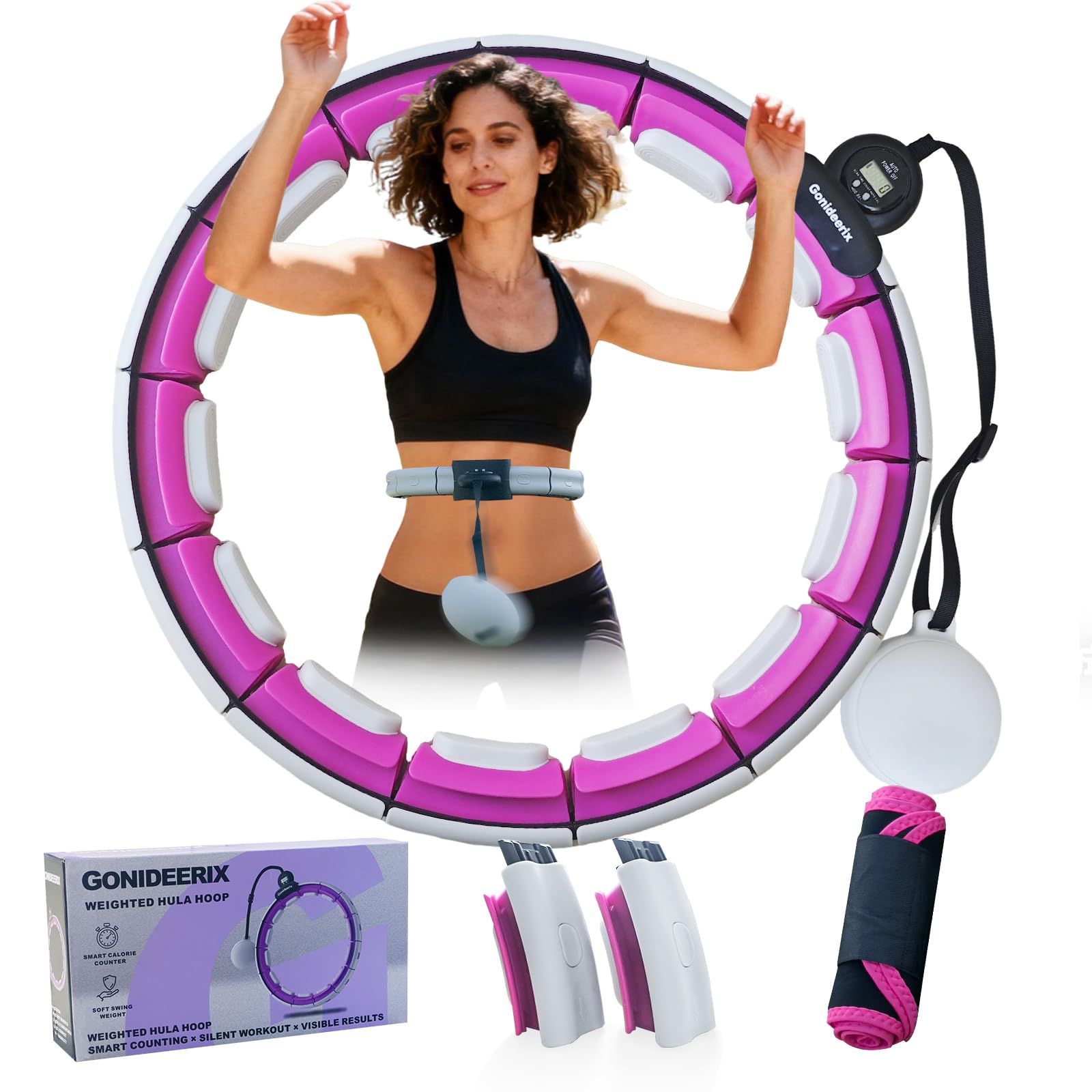 Infinity Fitness Hoop-Weighted Hula Hoop for Weight Loss-Suitable for Women and Beginners (Pink)-image-41