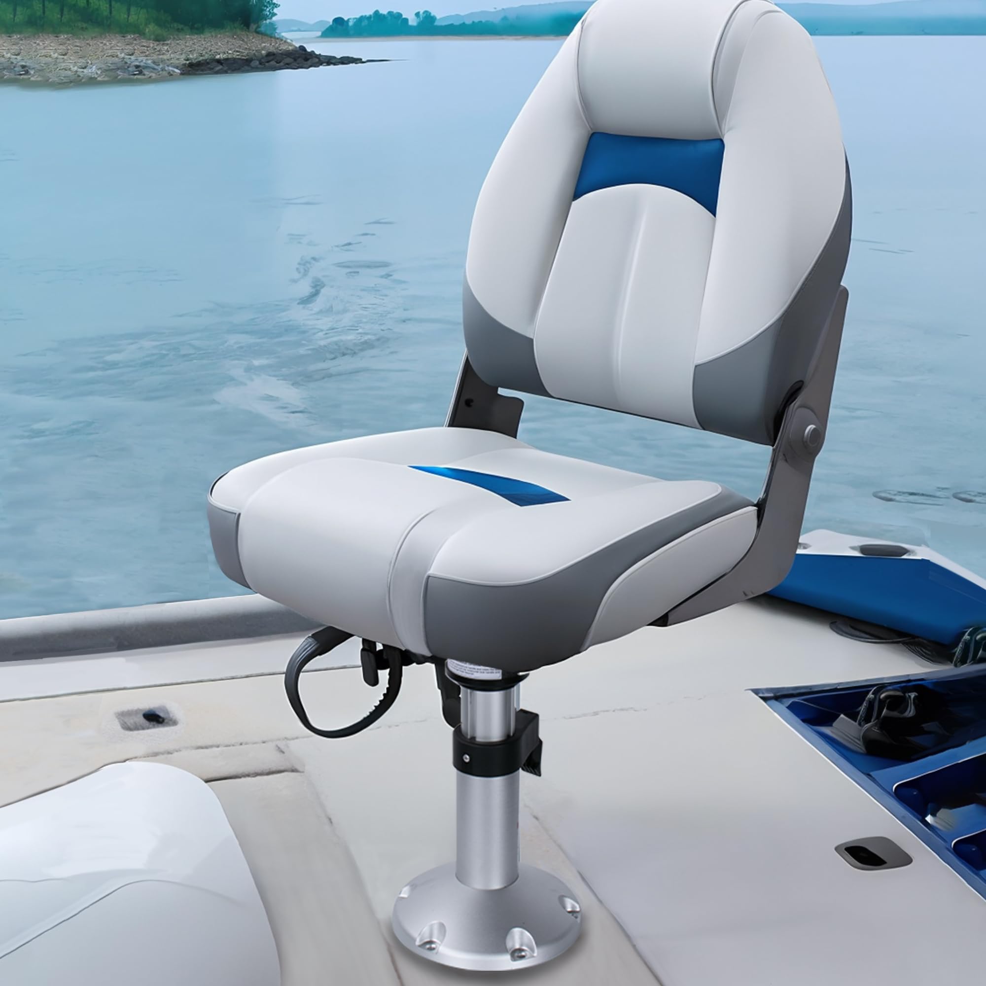 Lot De 2 Piédestaux Réglables Pour Siège De Bateau MANUMARINE - Aluminium Anodisé, Glissière Et Pivot 360° - Hauteur 33 à 45,7 Cm