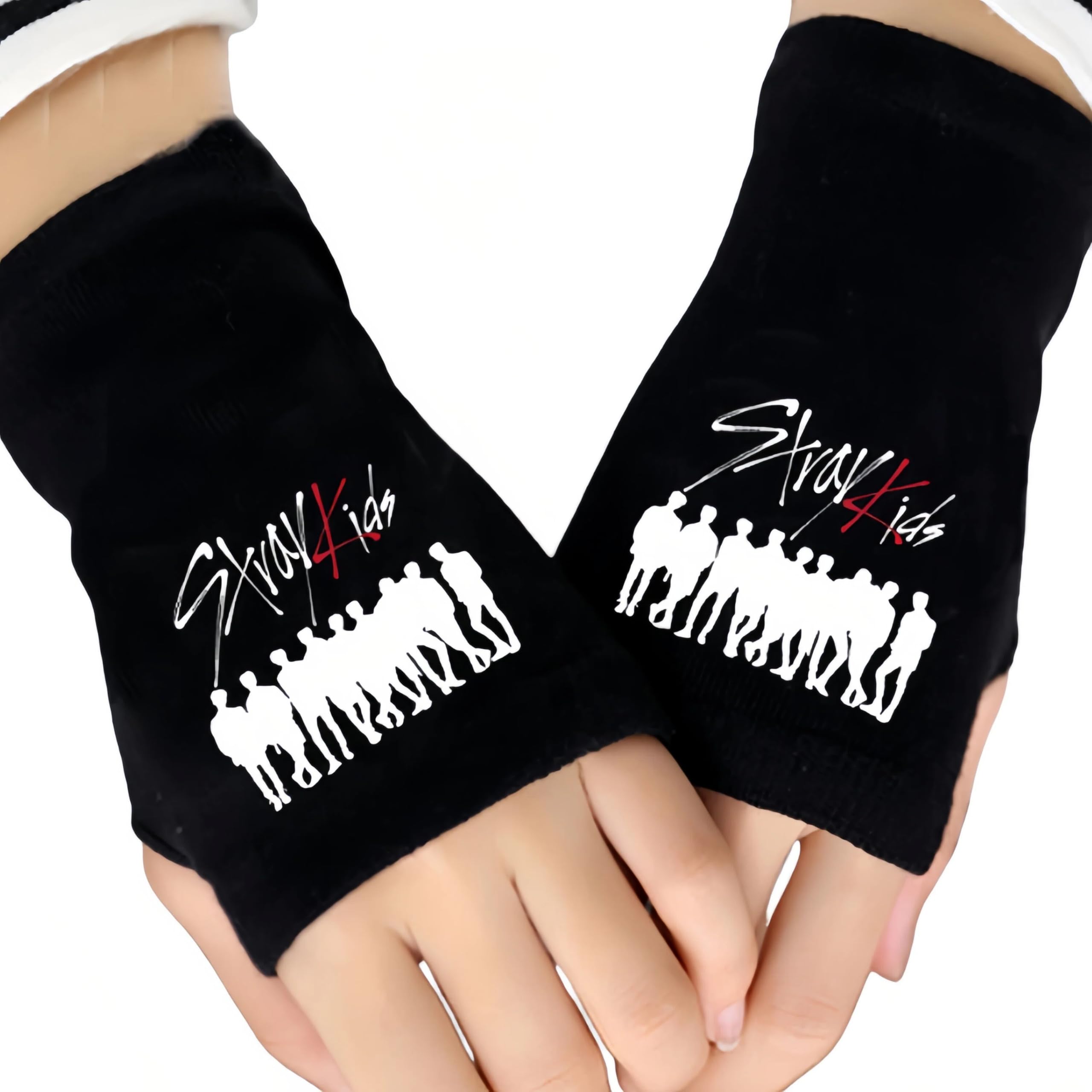 Wgewfhdf 1 Paar Kpop Stray Kids Fingerless Gloves, Stray Merch Gloves for Boys Girls Knit Touchscreen Gloves Winter Gift for Stay