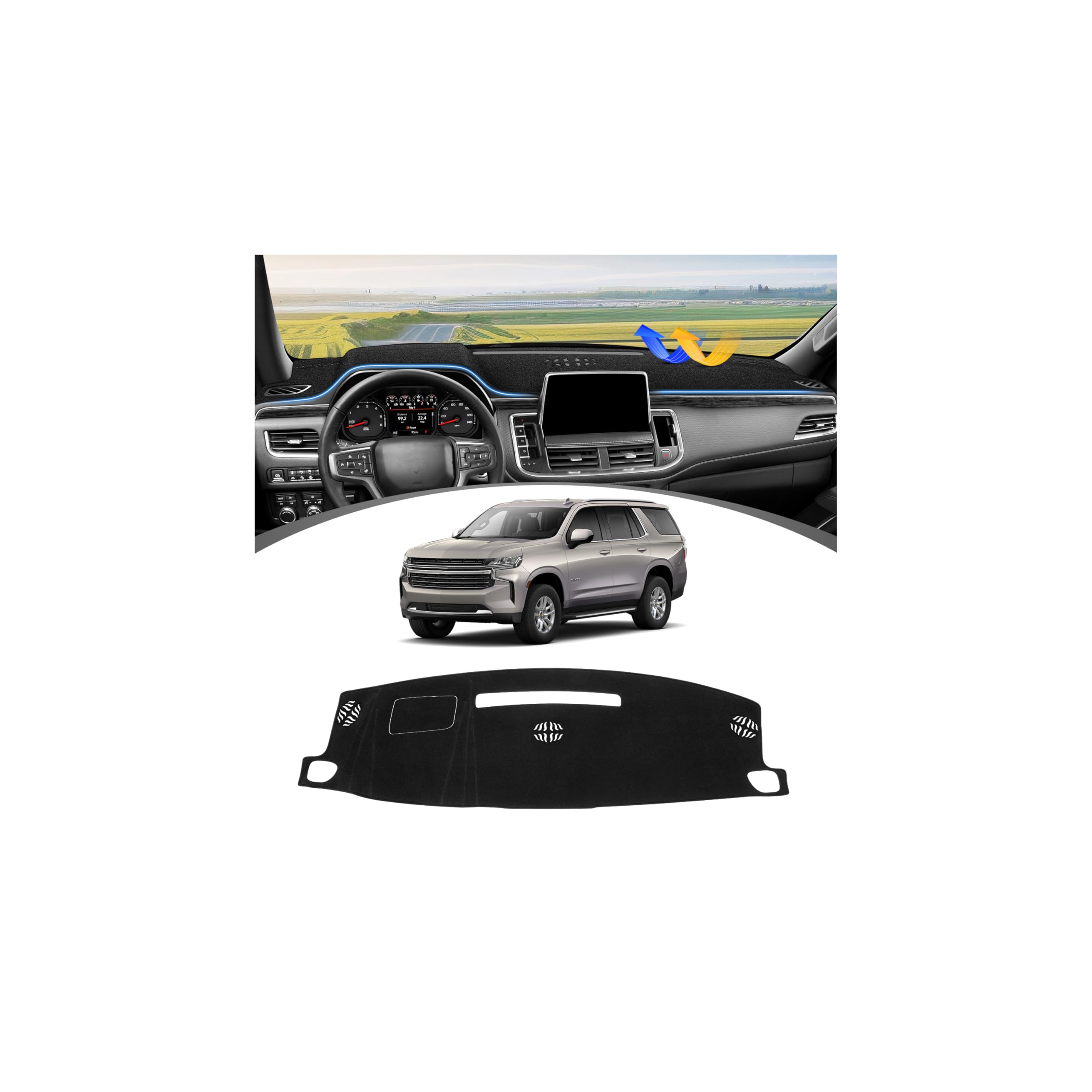 Photo 1 of FIILINES Dash Cover for Chevrolet Suburban/Chevrolet Tahoe/GMC Yukon 2021-2024 (Not for GMC Yukon Denali), Dashboard Mat Cover Car Accessories Sunshade Nonslip Mesh Protector No Glare Black