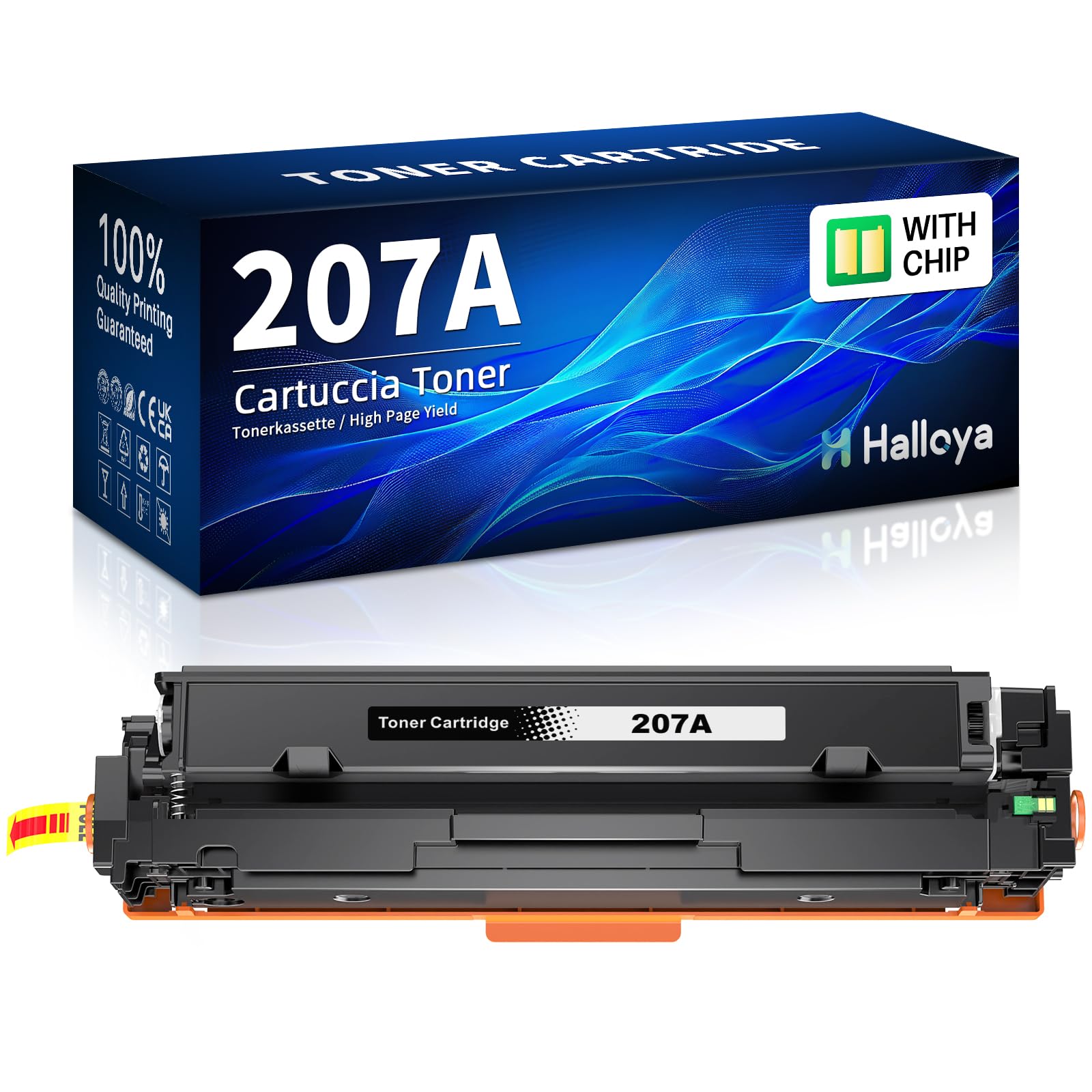 Halloya 207A W2210A con chip toner compatibile con HP 207A 207X W2210X di ricambio per HP Color Laserjet Pro MFP M283fdw M255dw M282nw M283fdn M255nw (nero)