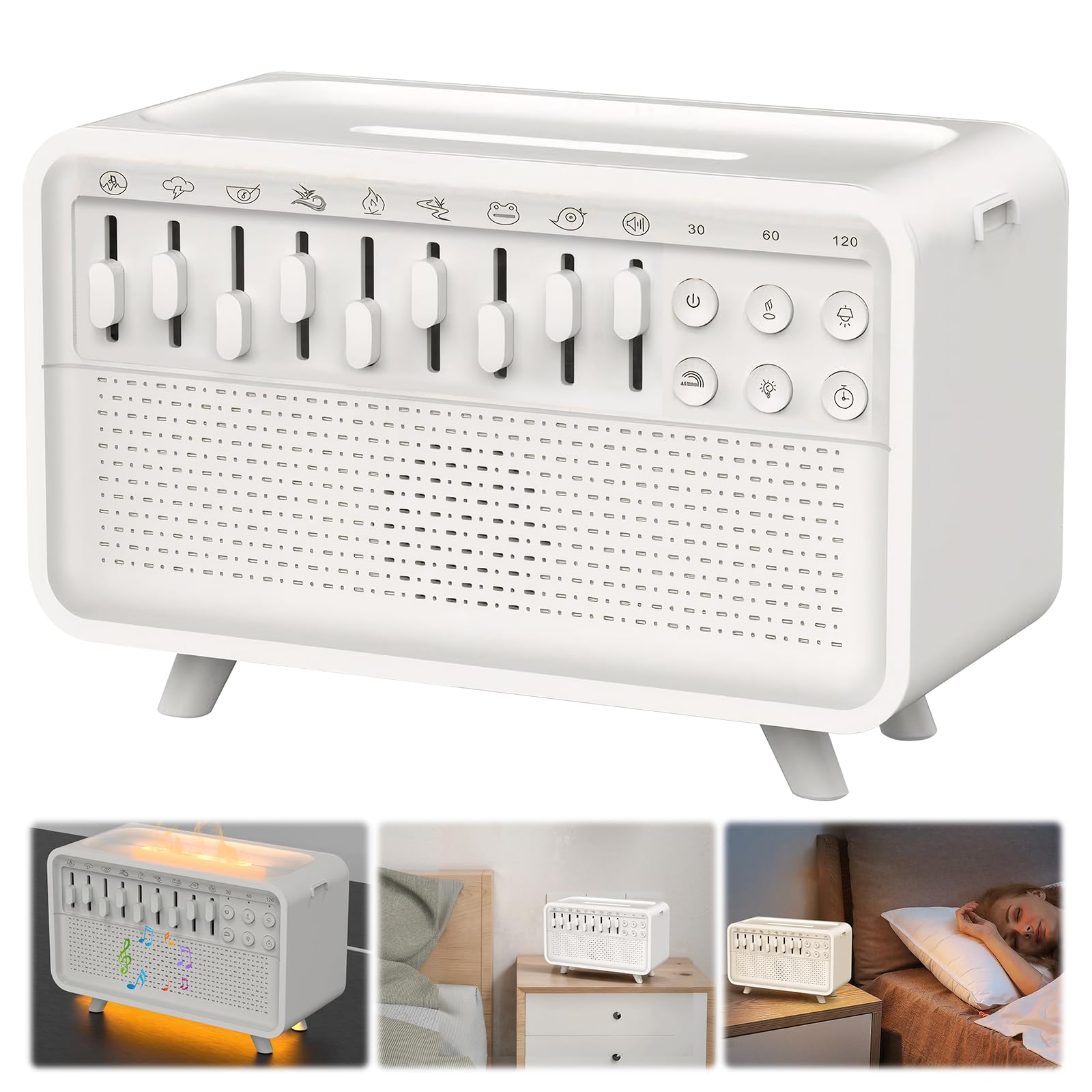 Macchina per dormire a rumore bianco con diffusore di oli essenziali, luce notturna e altoparlante per rilassarsi, migliorare il sonno