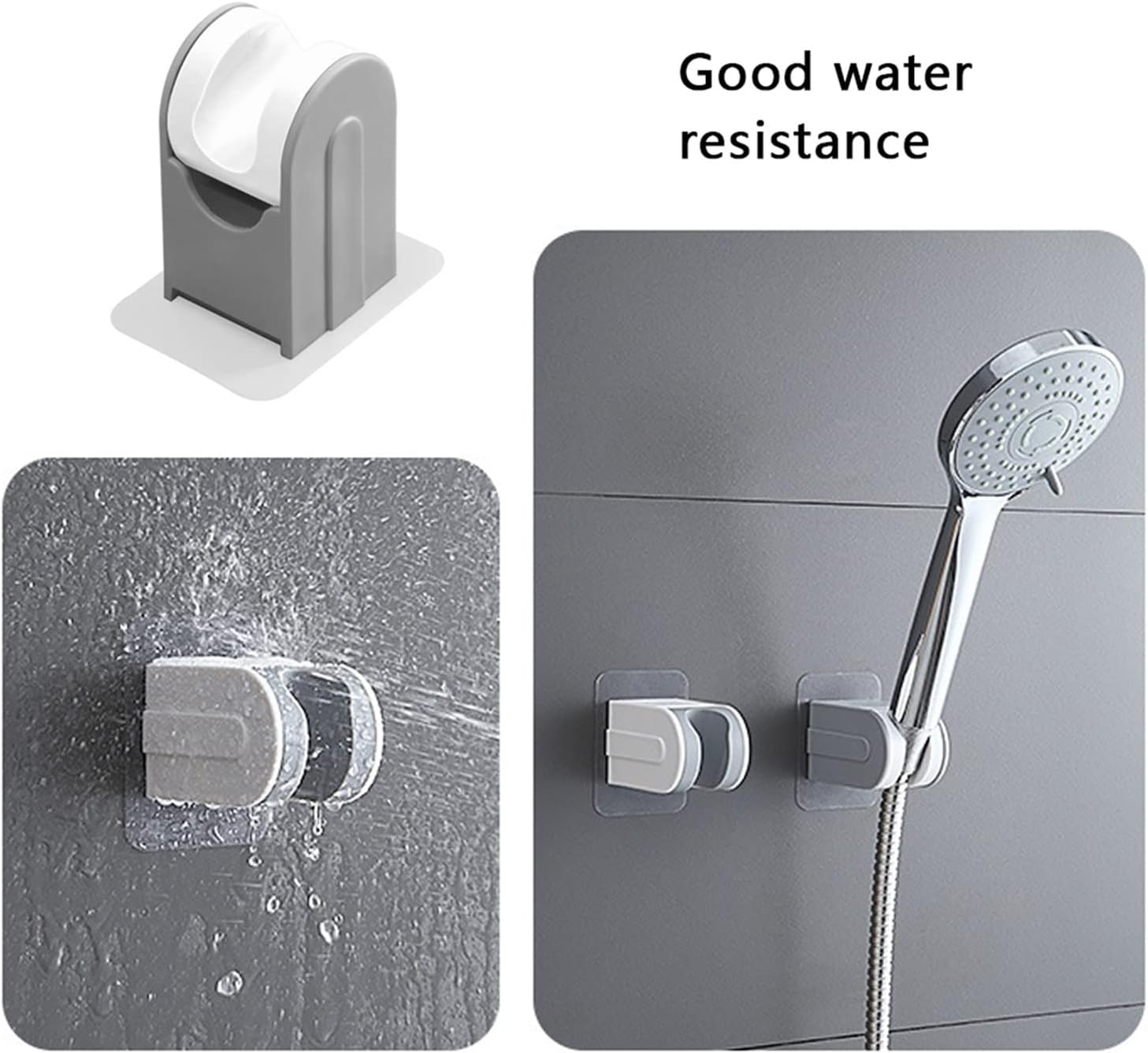 2PCS Adjustable Self Adhesive Showers Holder Bracket Support Douche Shower Head Holder Wall Mount Fixing Stand Bathroom Accessories Shower Installation Bracket(White)