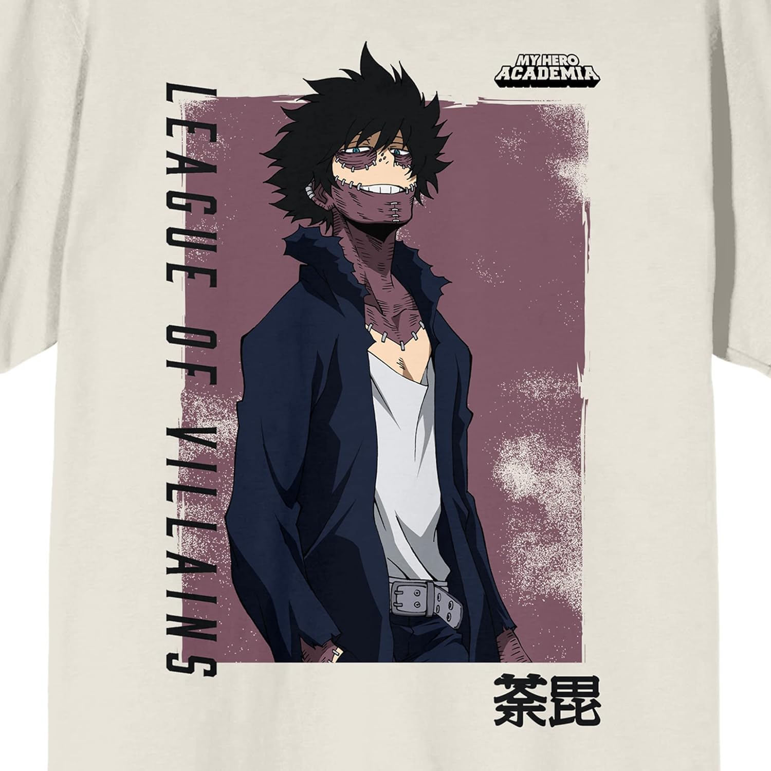 My Hero Academia Dabi Distressed Box Crew Neck Short Sleeve Tofu Men's T-Shirt - Image 2
