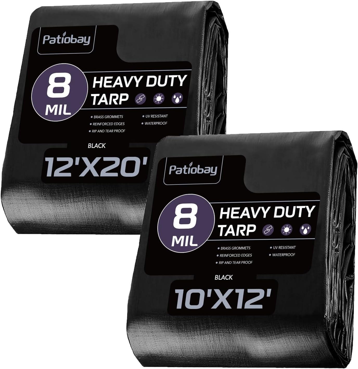 Tarp 8 Mil Large, Waterproof Tarps Heavy Duty with Grommets Every 23.6", Thick Plastic, UV Resistant Tear&Fade Resistant, Reinforced Edges for Outdoor Pool Camp Tent