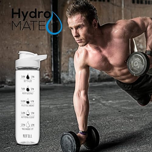 Miniatura 6 de NatureWorks HydroMATE - Botella de agua motivacional de 32 onzas con marcador de tiempo, jarra grande sin BPA con asa, botella reutilizable a prueba
