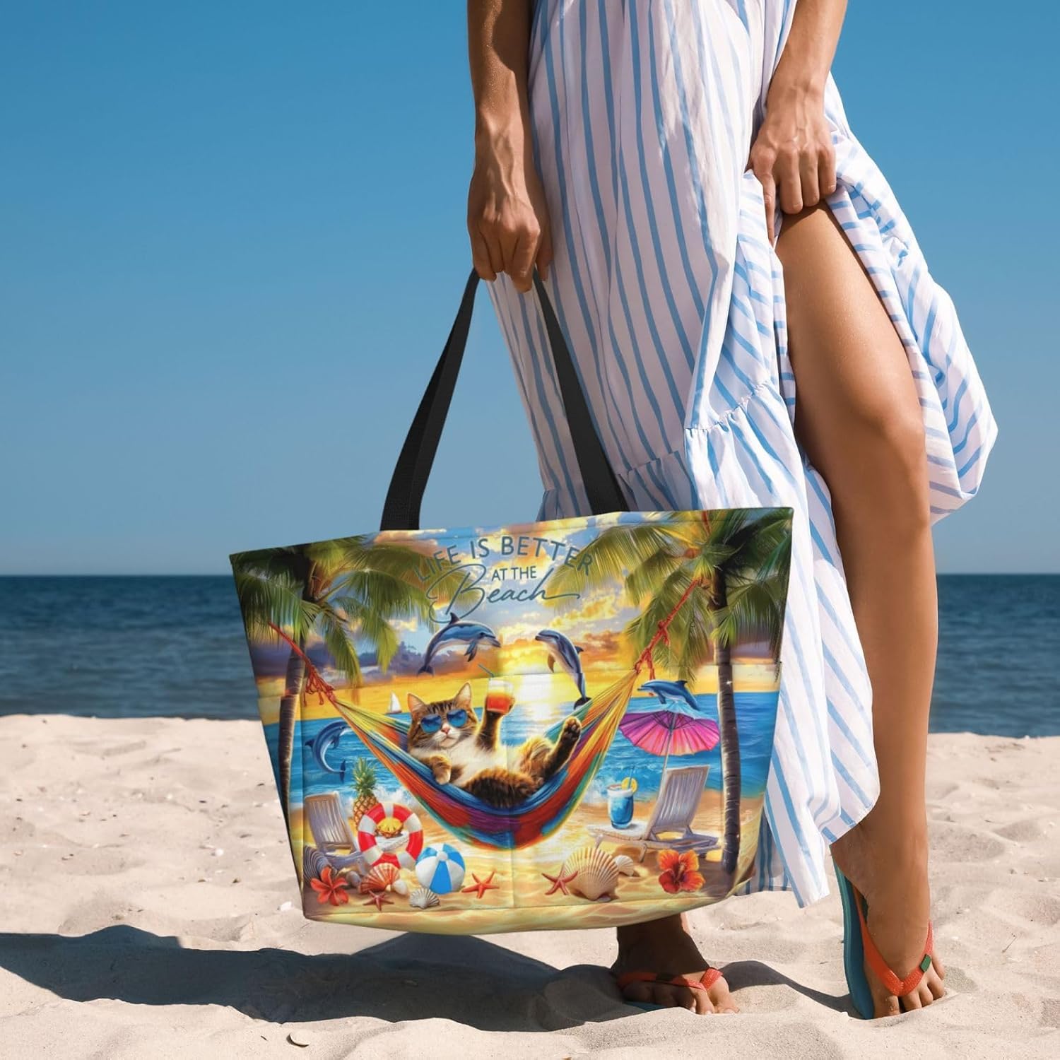 Extra Large Beach Bags For Women, Waterproof Beach Totes Bags For Women, Lightweight Foldable Pool Bag With Zipper - Image 2