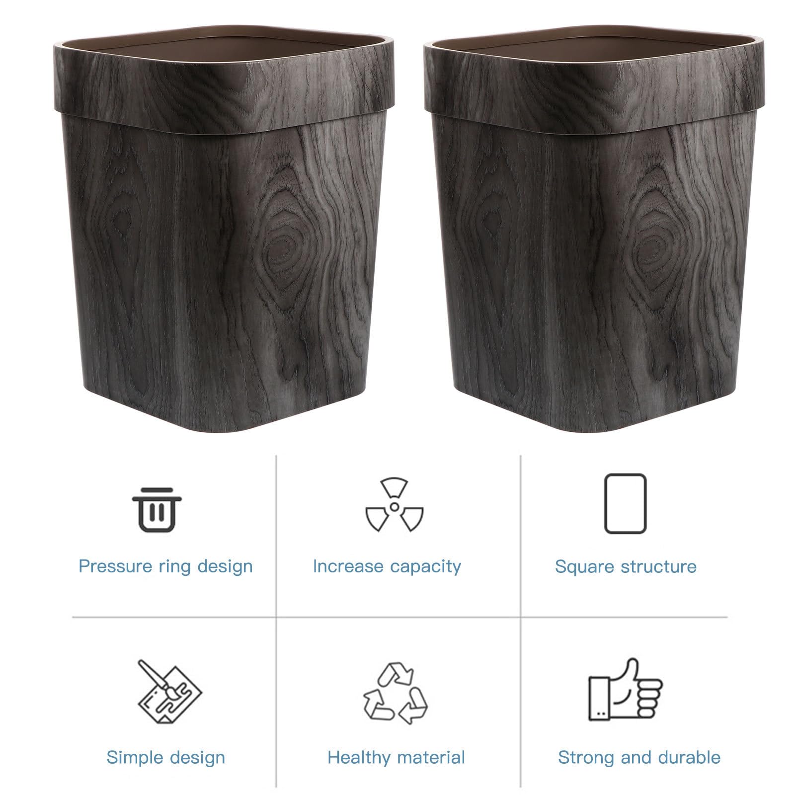 Uonlytech 1pieza Cubo de Basura Doméstico sin Tapa Diseño Antideslizante Organizador de Residuos para Desechos Pequeños Práctico Contenedor de Plástico Resistente para Hogar y Oficina