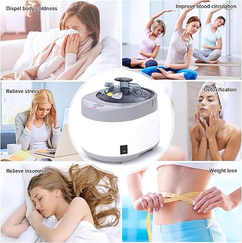 Miniatura 7 de Smartmak Vaporizador de sauna, generador portátil de 4 litros mejorado de 1500 W con control remoto, máquina de spa con pantalla de temporizador de