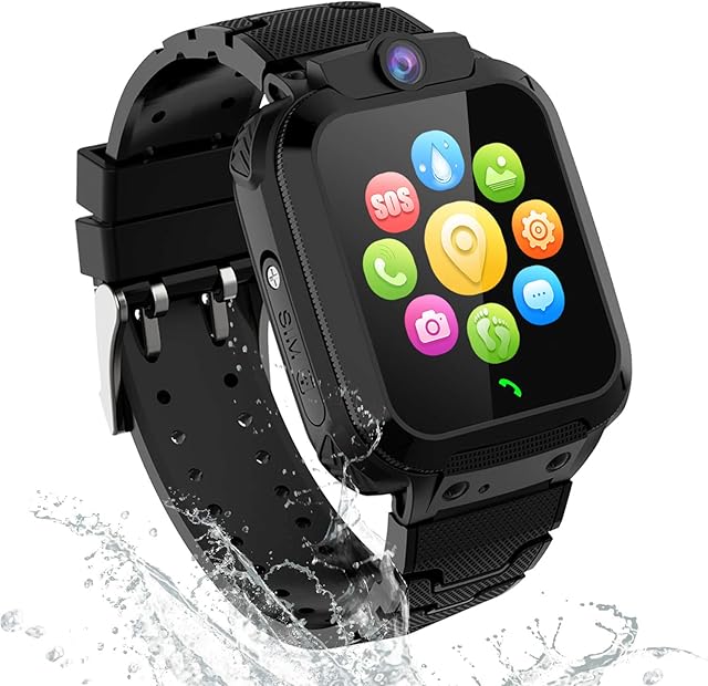 PTHTECHUS Kids Smart Watches for Boys Girls - Kids GPS Tracker Watch Phone Waterproof SOS Digital Camera Alarm Pedometer for 3-12 Years Old Christmas Birthday gifts