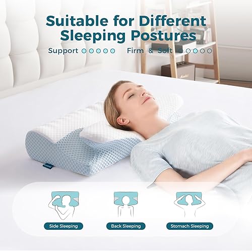 Miniatura 6 de Almohada cervical para cuello y hombro, almohada ergonómica de espuma viscoelástica de contorno, almohada de apoyo para personas que duermen boca