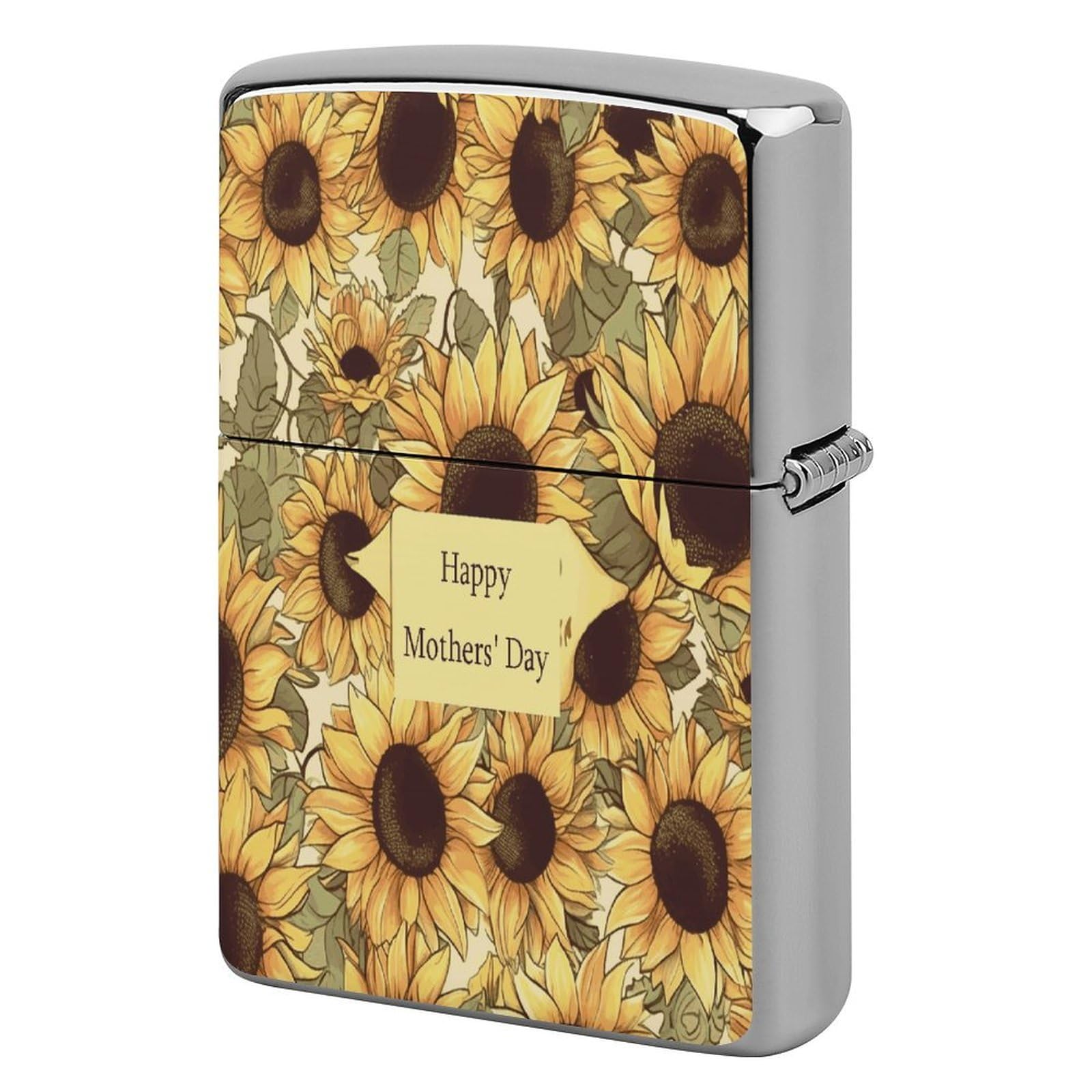 Btcowzrv Style Happy Mother's Day Sunflower Metal Lighter Case Sleeve Cover Holder