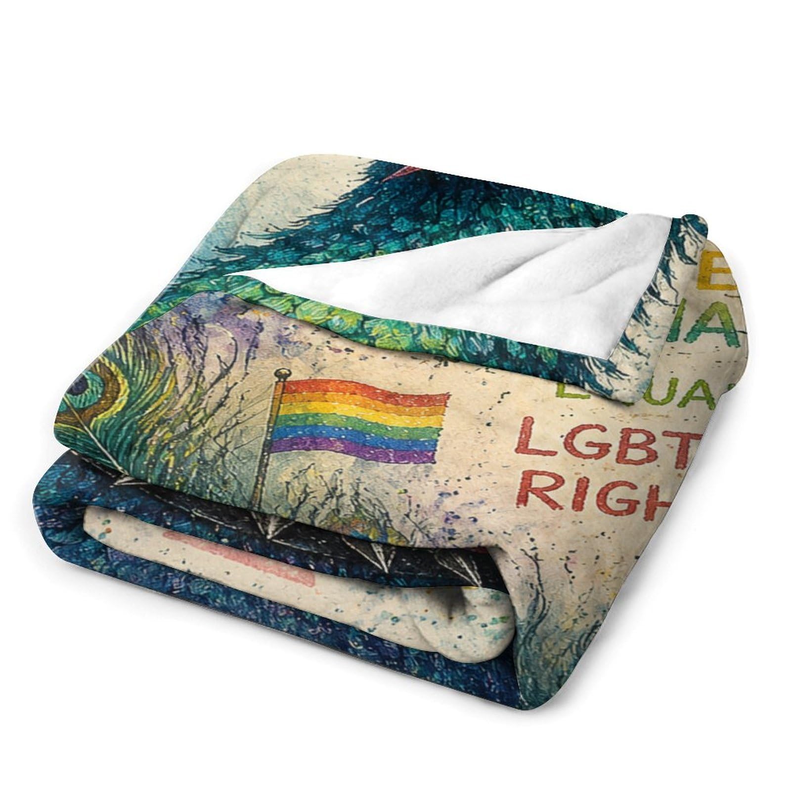 Punk LGBTQ Flag Peacock with Pride Symbols Kuscheldecke für Zuhause