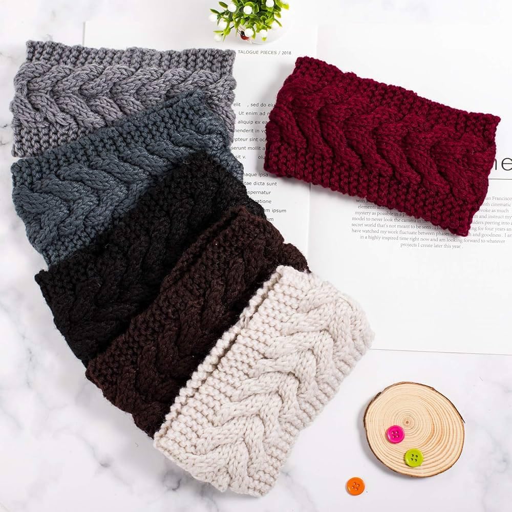 Winter Headband for Men and Women Head Wrap Soft Fleece Knitted Woolen Warm Hair Band Unisex Acrylic Skull Stretchy Earwarmer Earmuffs Hair Accessory (L Grey) 4