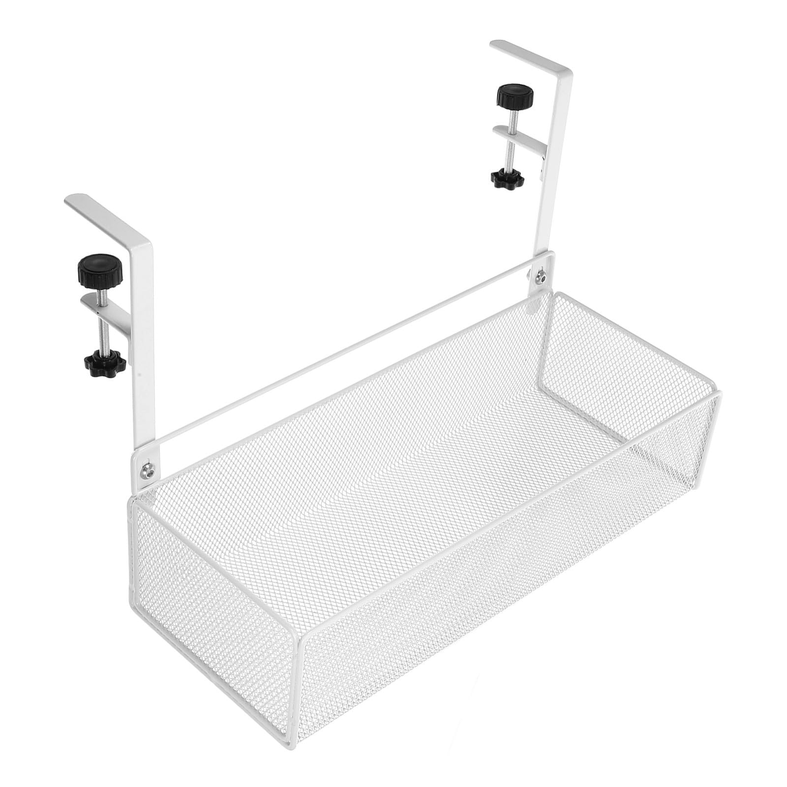 Organizador Ajustable de Metal Blanco para Almacenamiento Debajo del Escritorio, Cesta Práctica para Oficina y Hogar, Contenedor Multifuncional para Documentos y Objetos Pequeños