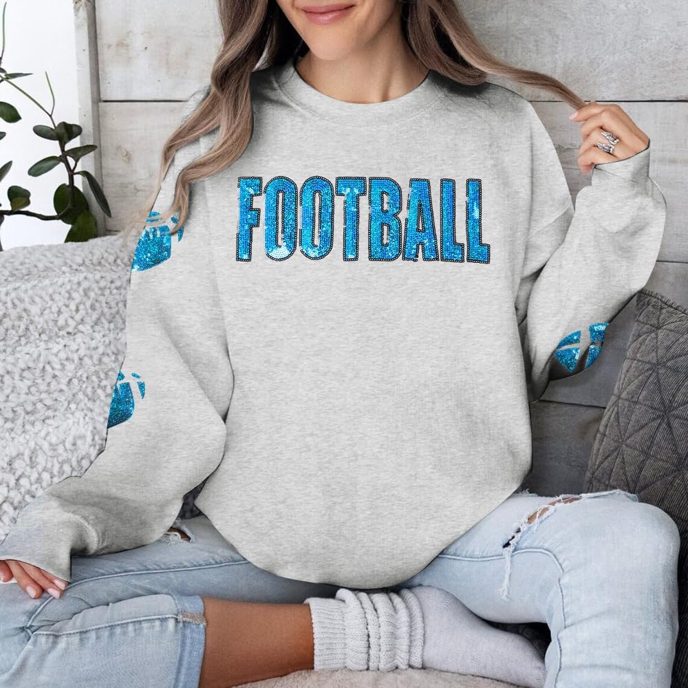 MYHALF Game Day Sweatshirt Football Shirts: Women Gameday Sequin Outfits Football Fan Game Day Shirt Long Sleeve Casual Tops - Image 5