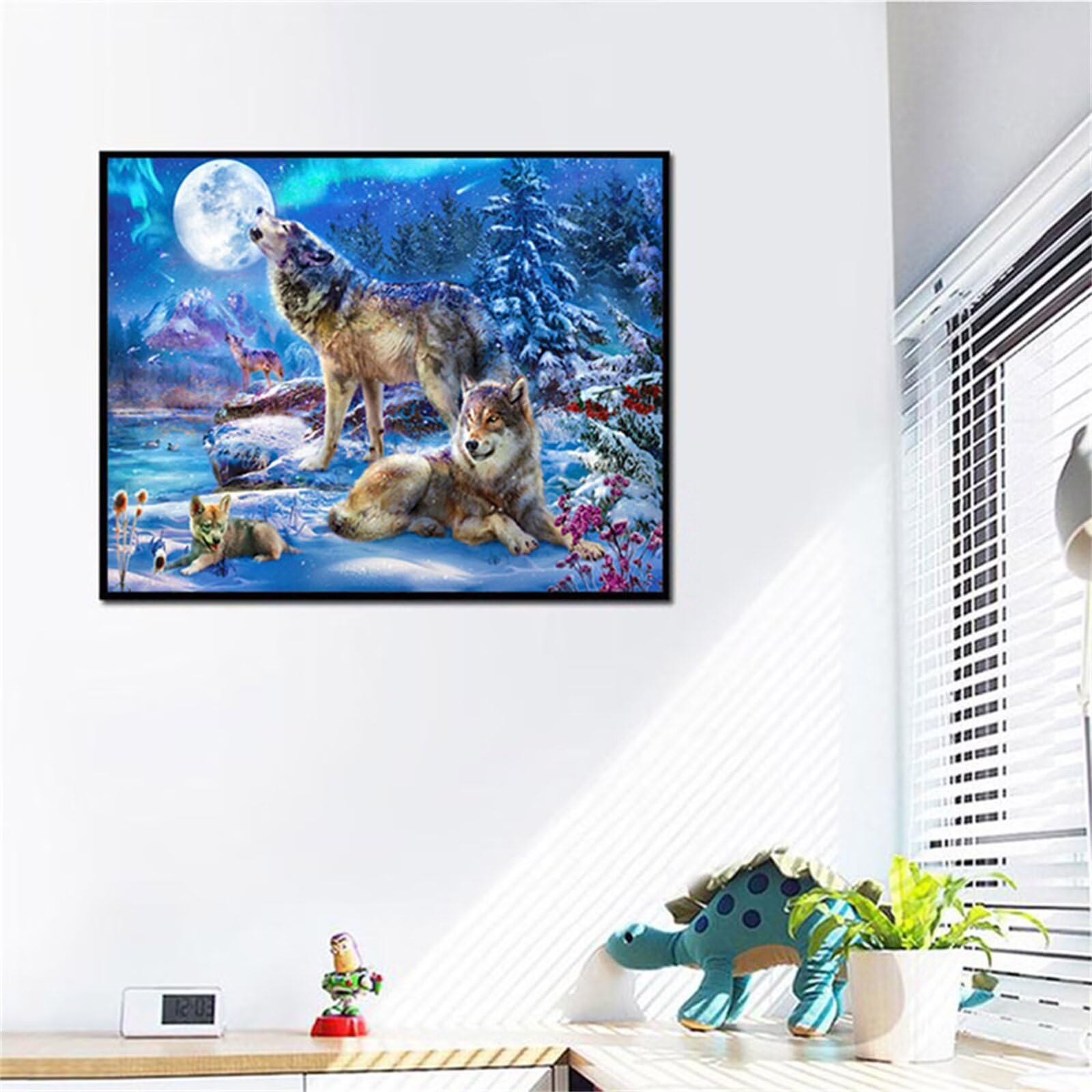 Diamond Painting Loups de la lune de neige 80x120cm Broderie Diamant 5D
