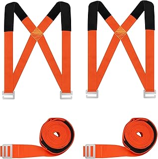 DZOMK Moving Straps,2-Person Lifting and Moving System Shoulder Belt for Carry Heavy Furniture, Appliances, Furniture, Mattresses or Heavy Objects up to 800 Pounds (Orange)