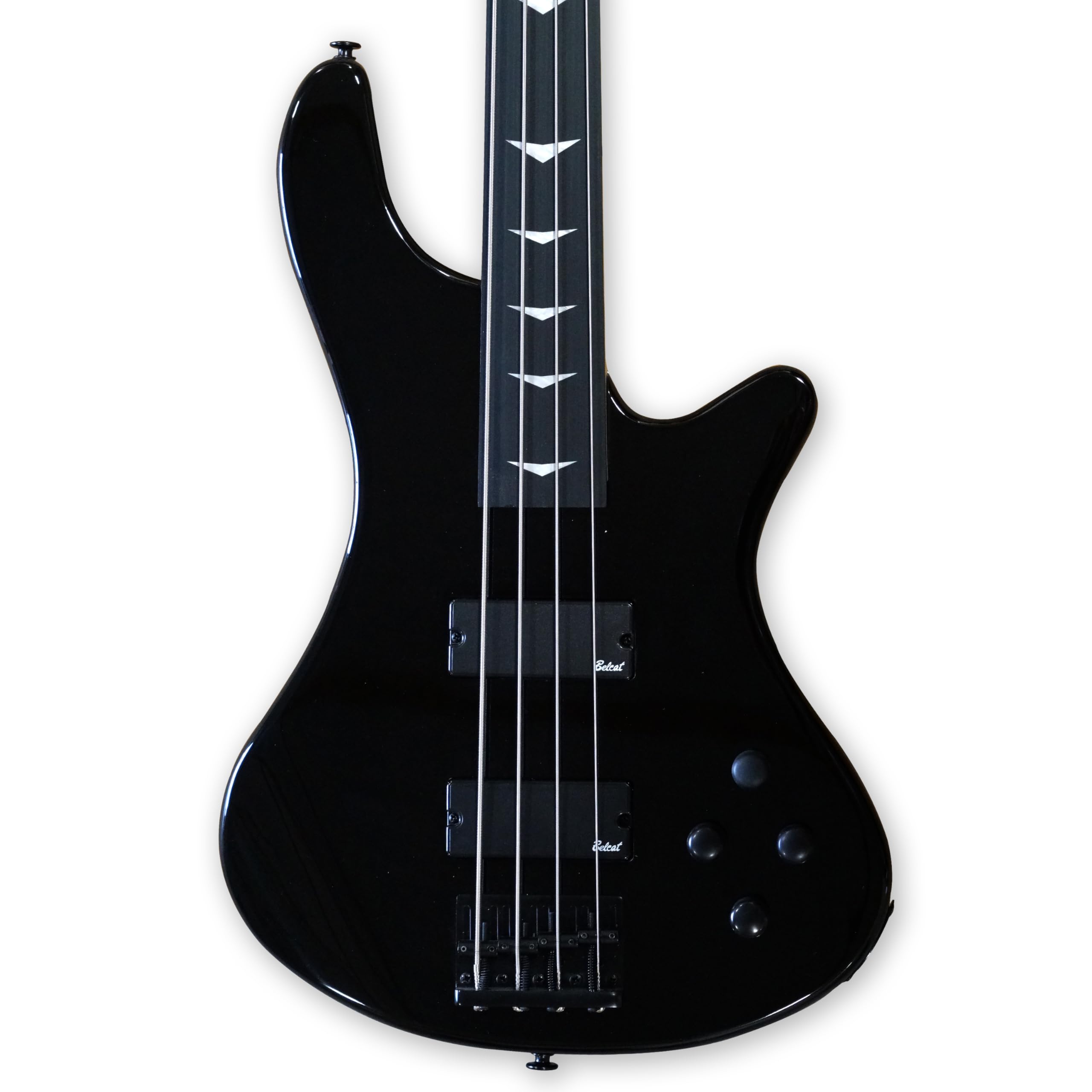 TARIO 4 String Black Fretless Electric Bass, Bolt-on Maple Neck, Poplar Body - Image 3