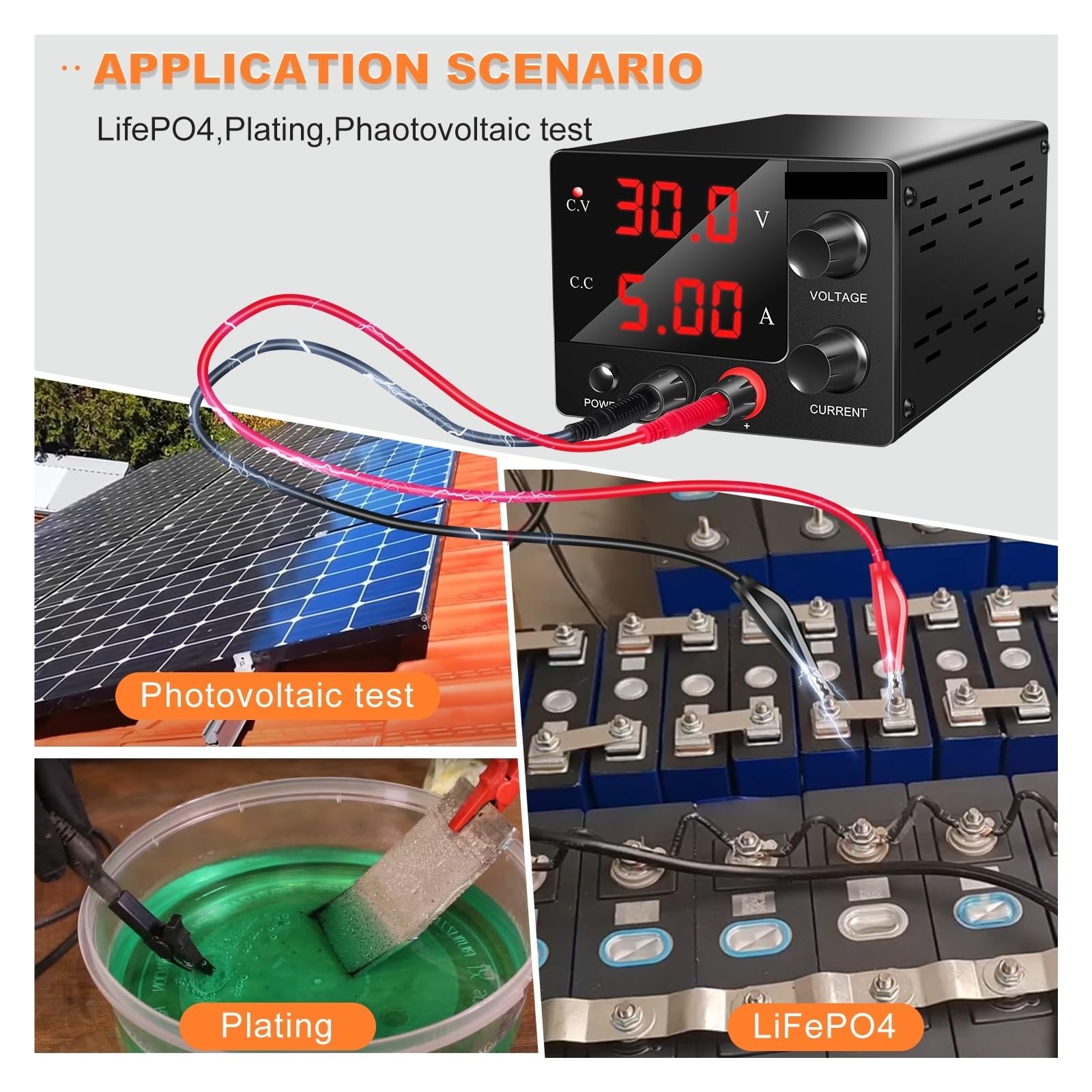 Fuente de alimentación de Laboratorio DC Variable 0-30V 0-5A Ajustable, Fuente de alimentación conmutada regulada, regulador de Voltaje para Banco de Trabajo de Mantenimiento (15V 10A)