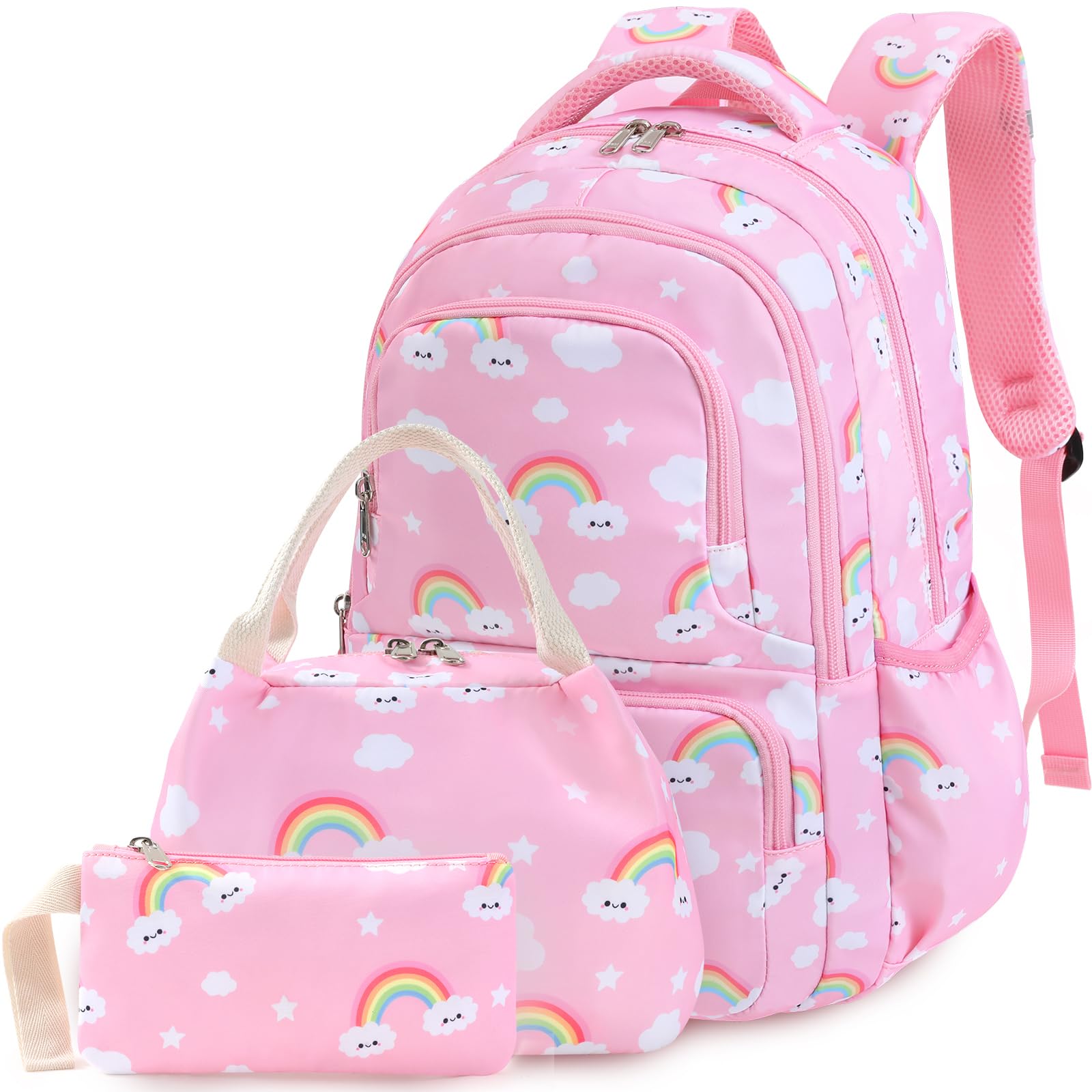 Unineovo Backpack for Boys Girls, Kids Bookbag Set, Lightweight Schook Bag with Lunch Box & Pencil Bag for Primary Elementary