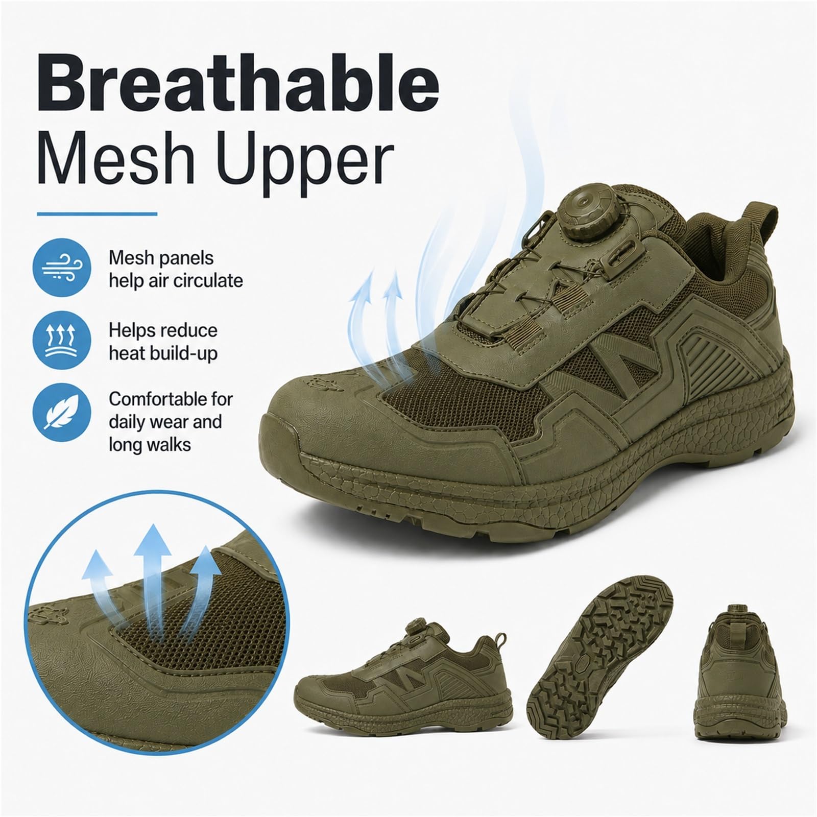 CHAOJING Chaussures Marche Homme Pieds Larges Baskets Randonnée Légères | Mesh respirant, zone orteils large, semelle antidérapante, idéal randonnée, sport et quotidien.