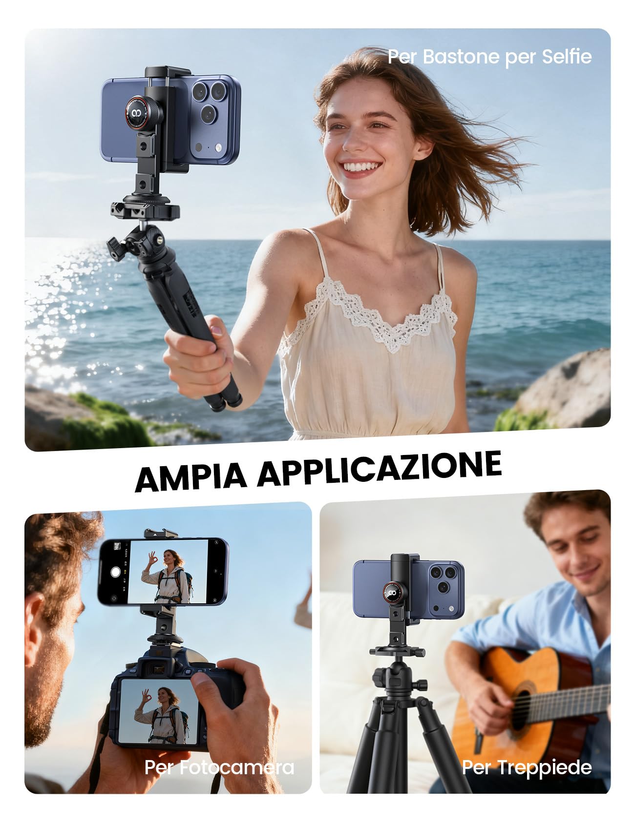 Lamicall 3-IN-1 Adattatore Cellulare per Treppiedi - [TOP Alluminio]