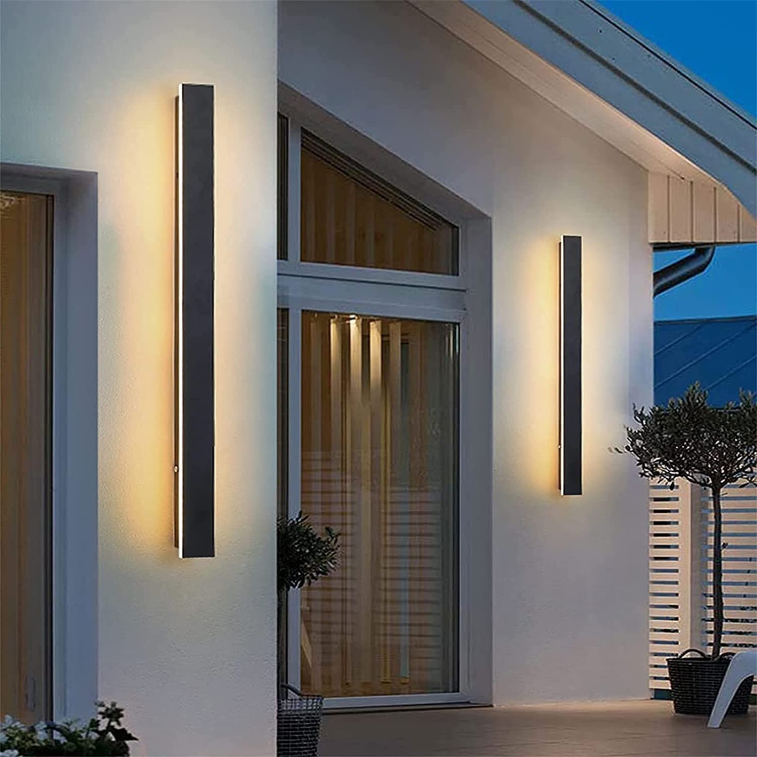 HELCEKOU LED Dimmable Wall Lamp Outdoor/Indoor IP65 Waterproof Lights 3000K-6500K Modern Exterior Long Strip Sconces for Kitchen Island Study Reading Bedroom Corridor Courtyard
