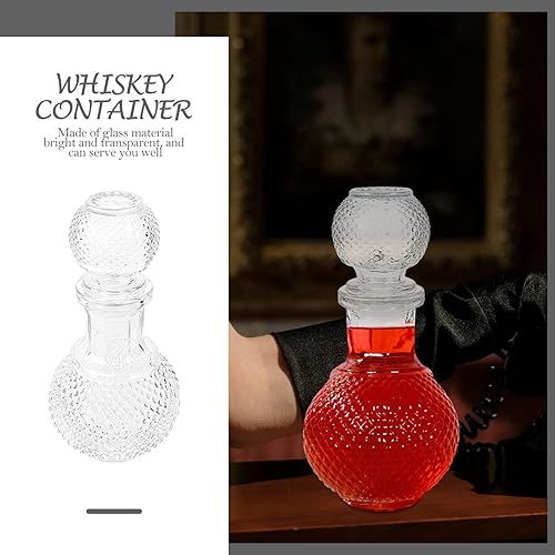 Miniatura 5 de Housoutil Decantador de licor con tapón de cristal para whisky, vino, vodka, bourbon, botella para decoración del hogar, bar, fiesta, transparente