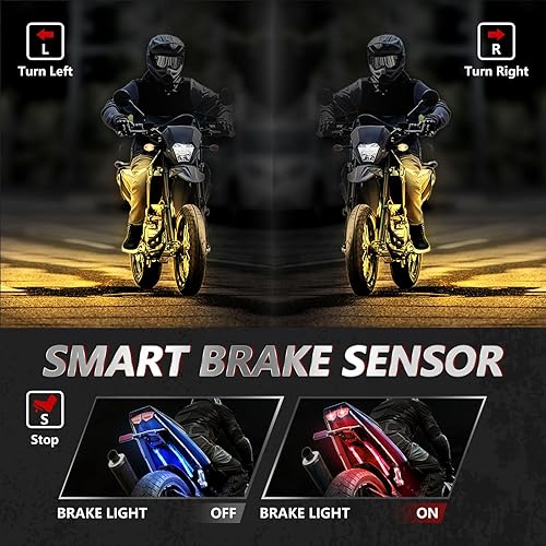 Miniatura 3 de Kit de luces LED Magic-RGB de 8 piezas para motocicleta con luz de freno, kit de luces LED de persecución con control remoto APPIRRF, luz de neón