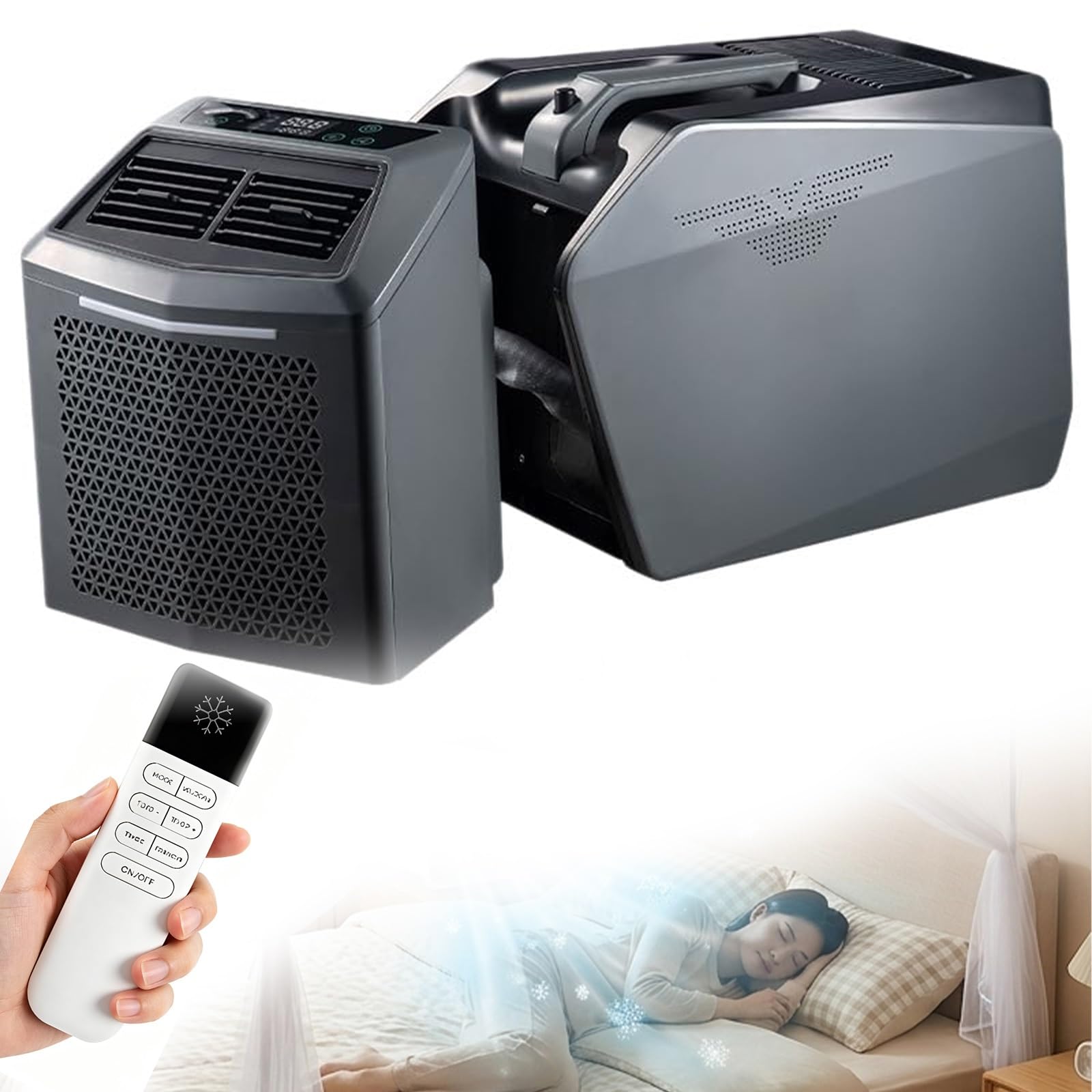 Senodon One Color Tent Air Conditioner, Portable Ac For Camping, 6200 Btu 550W, 48V Dc/110V/220V Ac Compatible, 4-In-1 Split Design Quiet Cooling Device With Remote Control, For Rv Van Truck Outdoor(110V-220V)