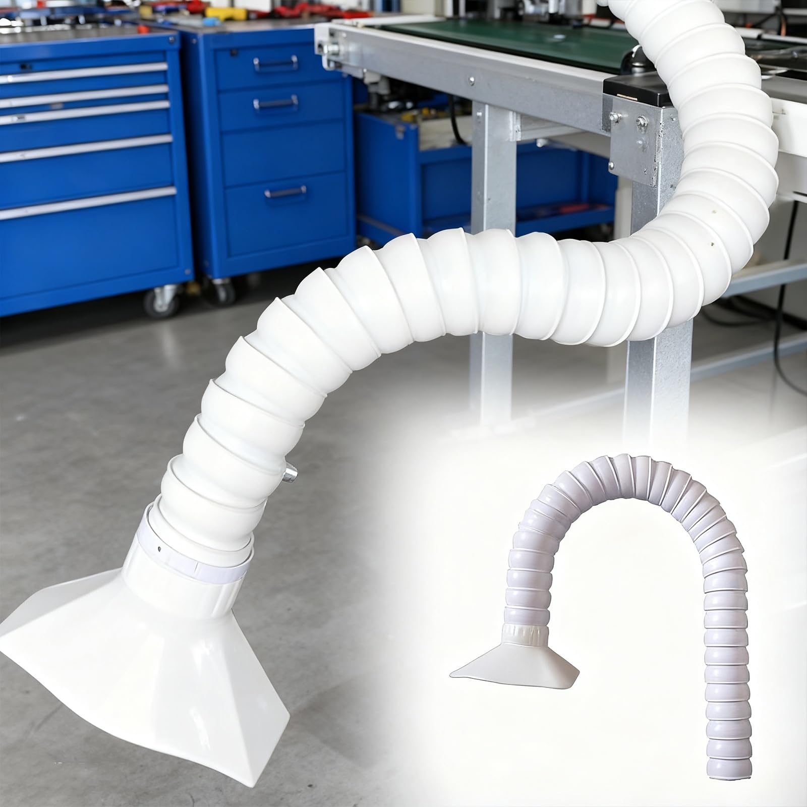 Brazo de extracción de humos blanco, extractor de manguera universal para salón de belleza/laboratorio, tubo articulado, 0,5 m - 19,7 pulgadas