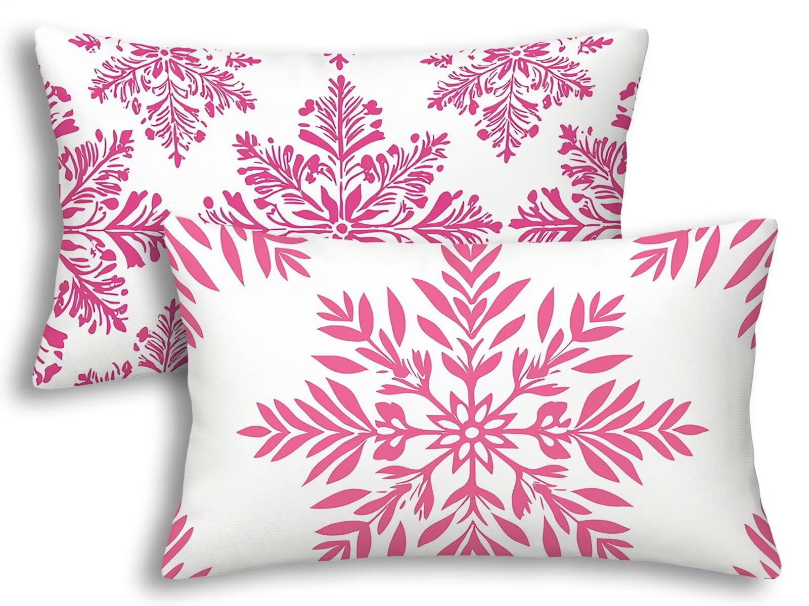 Housse coussin rose et blanc 40x80 taie oreiller rectangulaire decoration canape