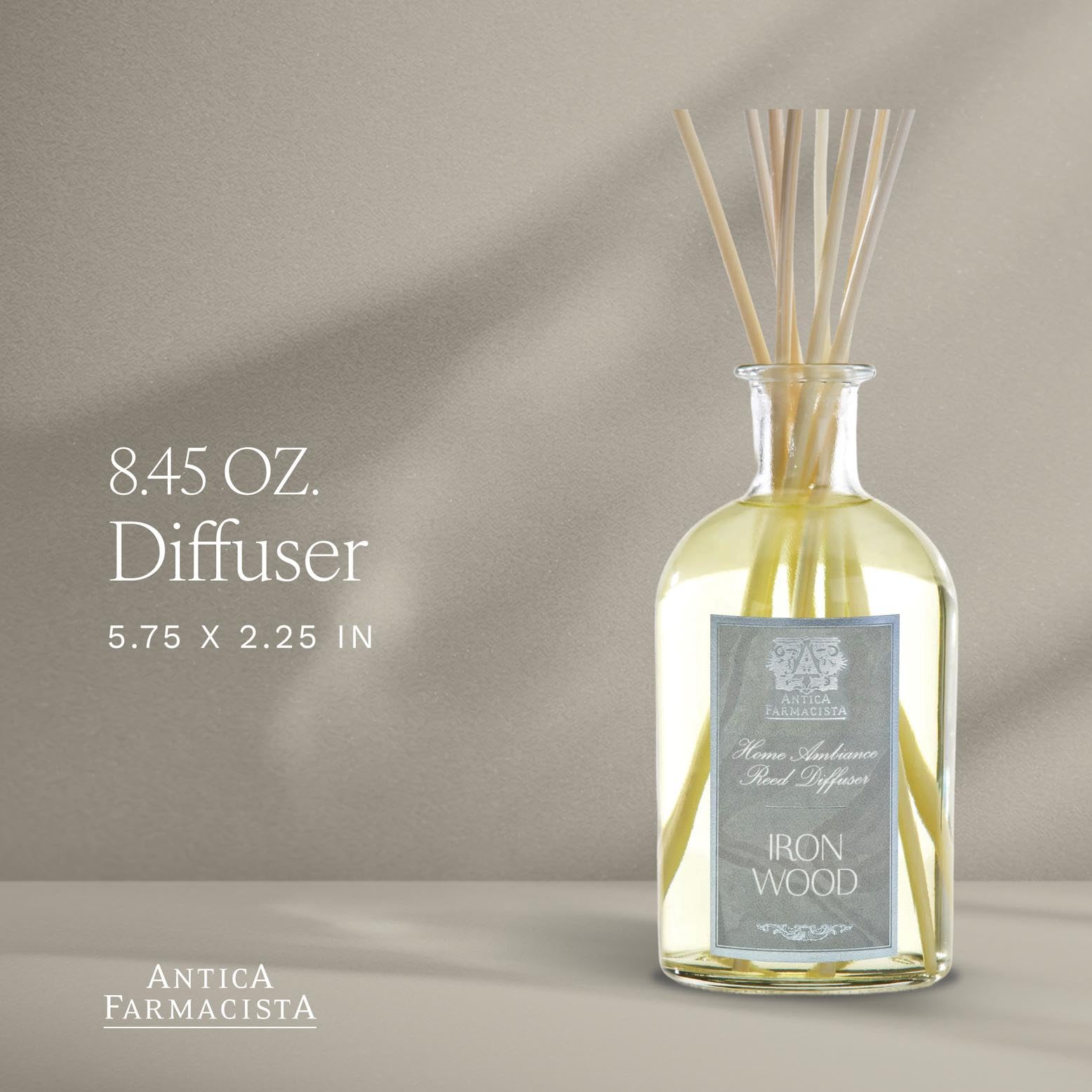 Antica Farmacista Home Ambiance Diffuser - Long-Lasting Reed Scent Diffuser - Luxury Room Freshener Gift - Ironwood, 8.45 fl oz