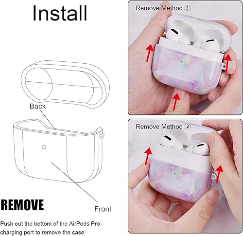 Miniatura 6 de KOREDA - Estuche duro protector 3 en 1 para Airpods Pro, diseño marmoleado, portátil, a prueba de golpes, para llevar los accesorios de los Airpods