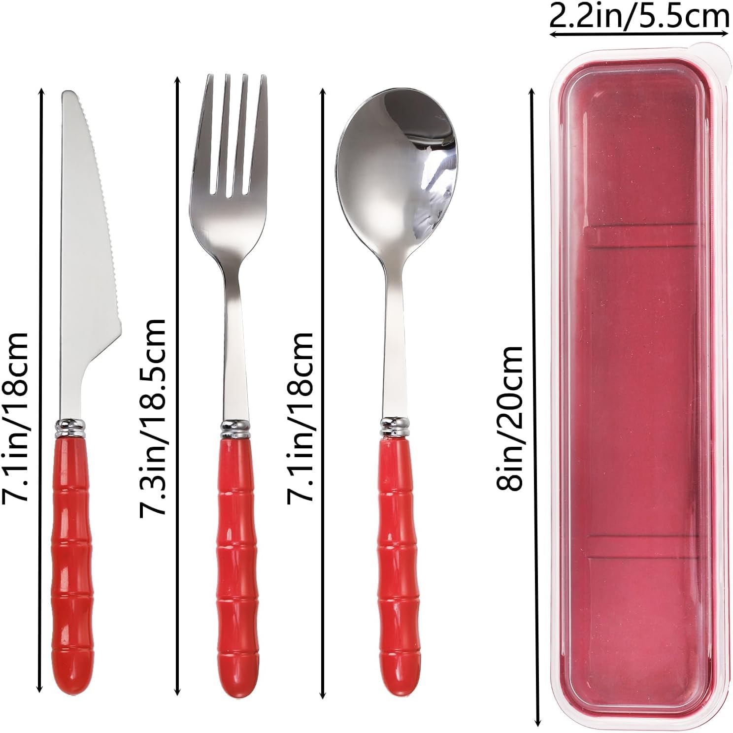 YOUEON 7 Pack Portable Travel Utensil with Case, Reusable Stainless Steel Camping Utensil Set, Travel Silverware Set with Case Includes Fork Spoon Knife, Cutlery Set for Work, Picnic, Camp