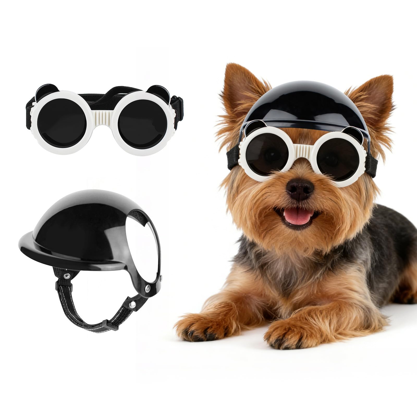 Lunettes de soleil pour chien de petite taille avec casque moto protection UV Chihuahua Yorkshire
