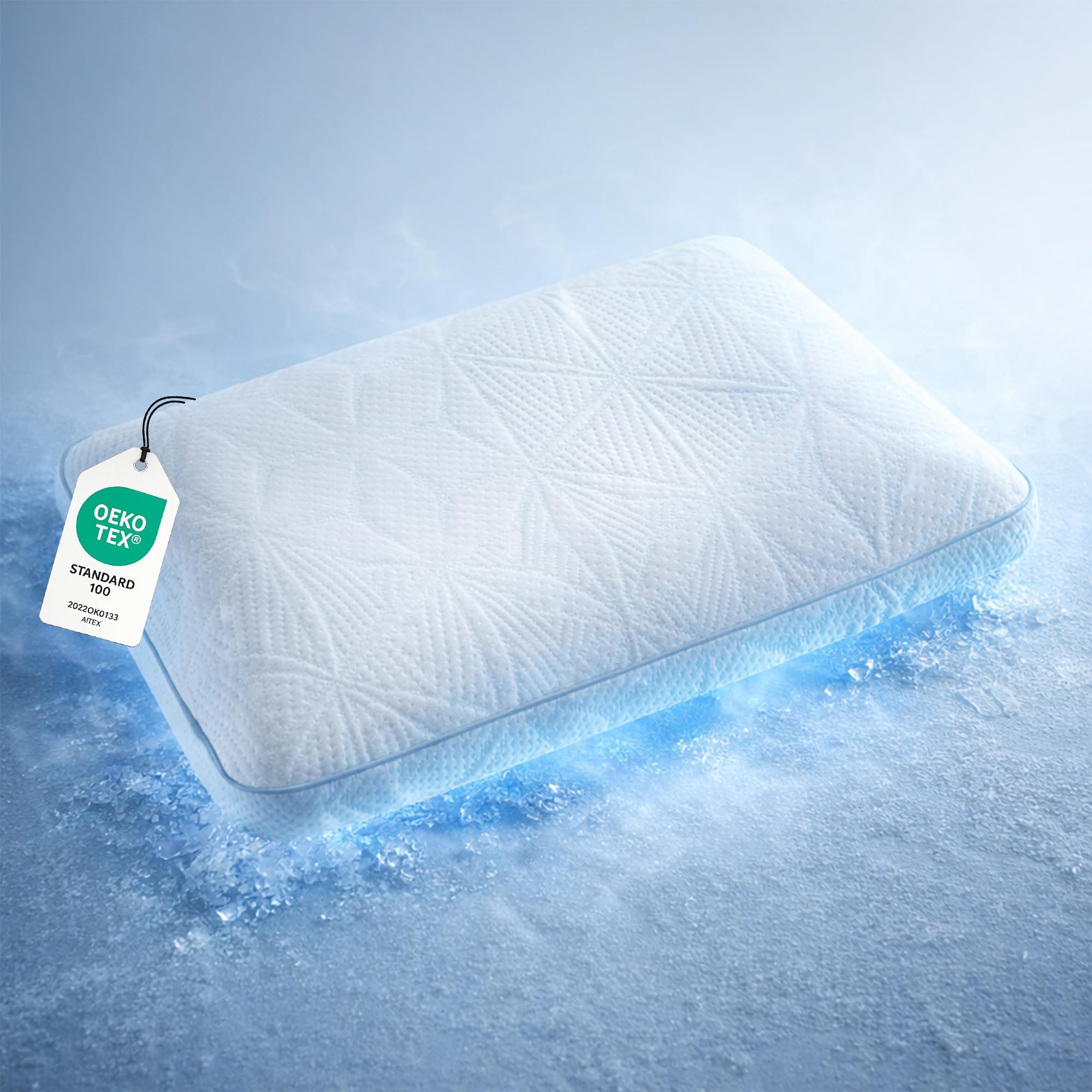 Kühlendes Memory Schaum Kissen zum Schlafen 60x40x13 cm, viscoelastisches Kopfkissen, Ergonomisches Orthopädisches nackenstütz Kissen, Rücken-, Bauch-, Seitenschläfer, weiß