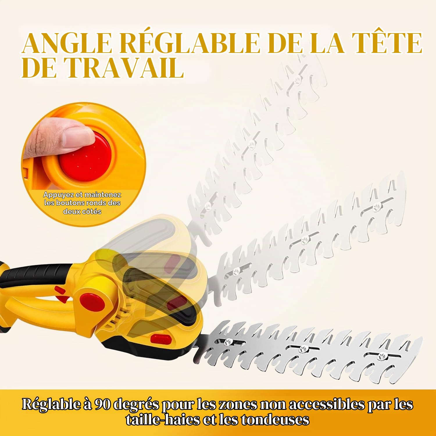 Taille-haie sans Fil, 24V 2 en 1 Cisaille à Main avec Batterie Rechargeable Lithium-ION et Chargeur, Coupe-Herbe électrique pour Jardin et Pelouse