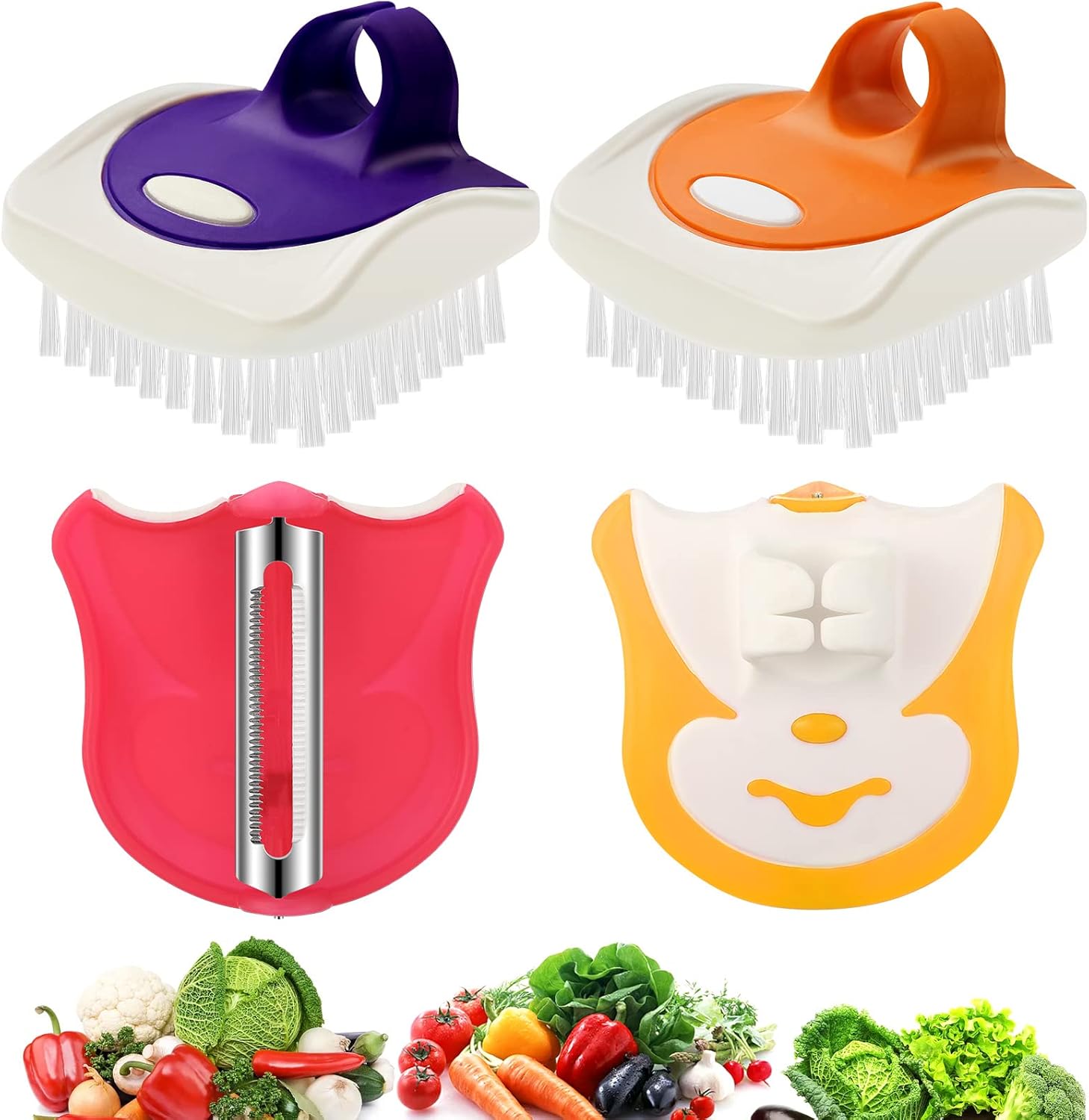 4 Pieces Vegetable Brush Peeler Vegetable Peeler Finger