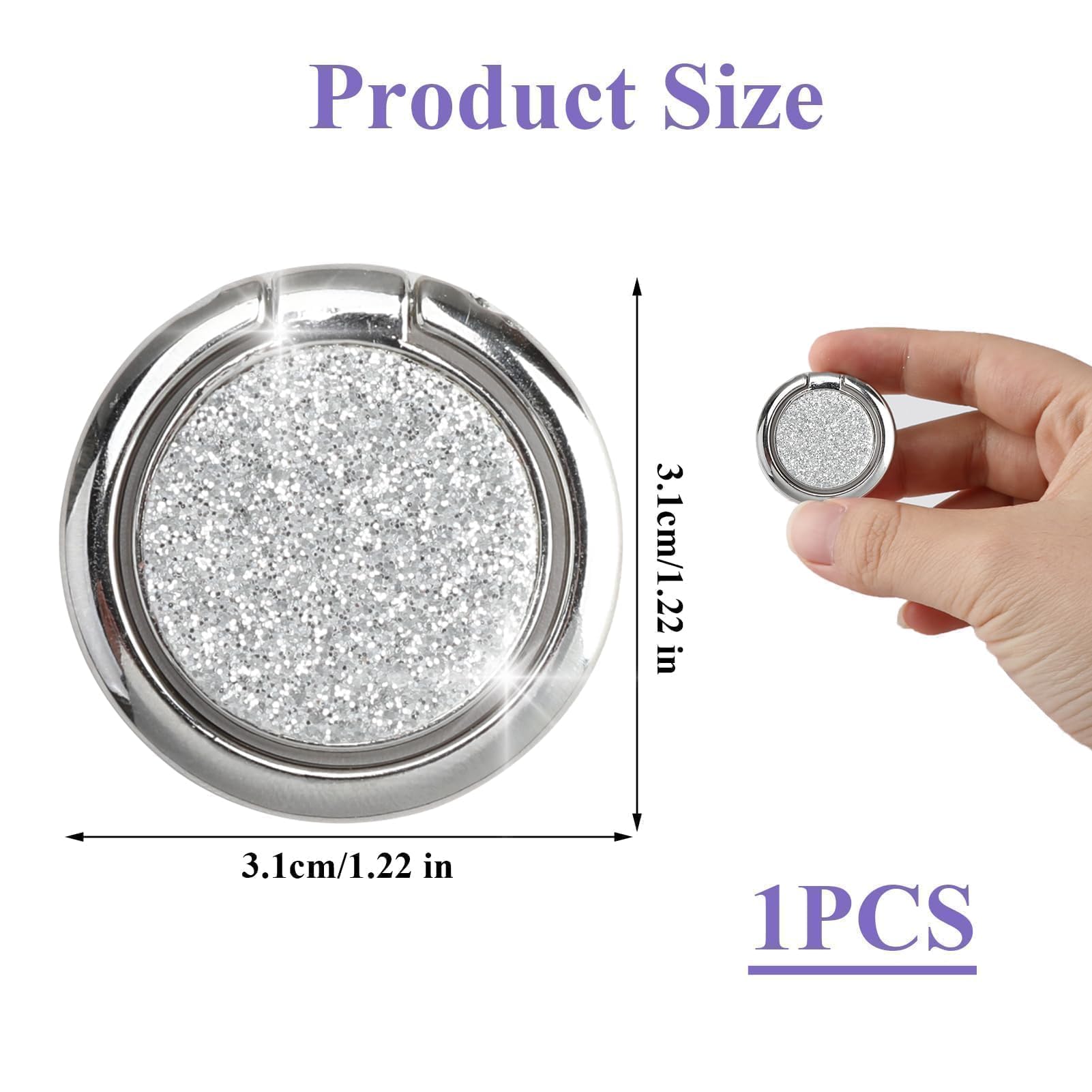 Supporto Anello Per Telefono Con Glitter - Girevole 360&deg;, Cavalletto E Impugnatura Per Smartphone