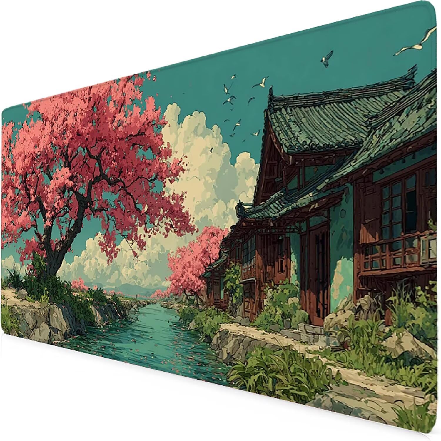Tappetino Mouse XXL 1000x500mm Albero Mousepad Paesaggio Tappetino Scrivania Grande, con base in Gomma Antiscivolo, Impermeabile Sottomano Scrivania per Computer, Ufficio, Accessori Gaming 5-2332x