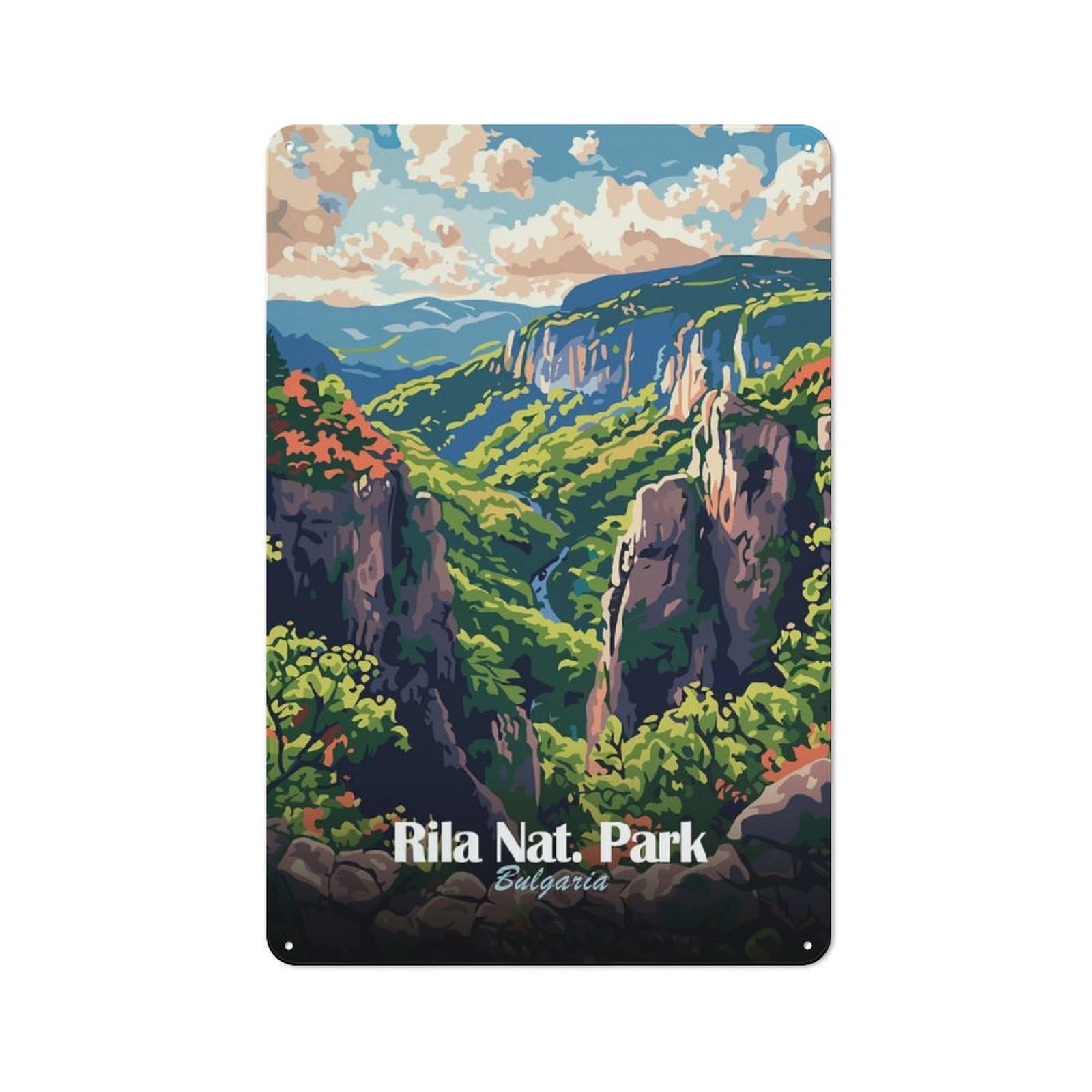 Metal Wall Plaque with Rila National Park, Bulgaria Design 30x20cm, Simple Retro Studio Wall Plaque for Hobby Room, Office, Lounge Or Living Room