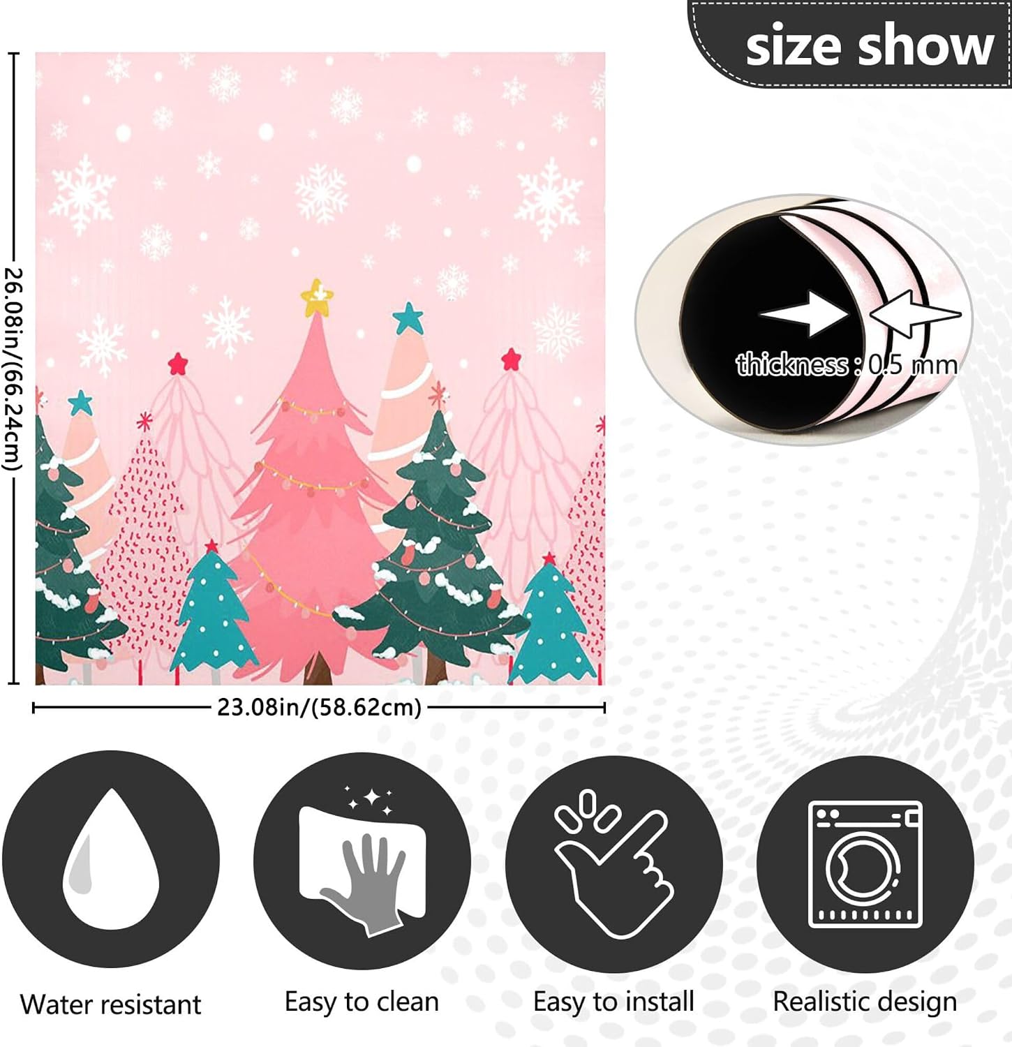 Christmas Tree Pink Dishwasher Stickers Magnetic Cover Winter Snowflake Xmas Kitchen Fridge Magnet Covers Decals Home Decorations Vinyl Sticker Reusable 23W x 26H inches image 3