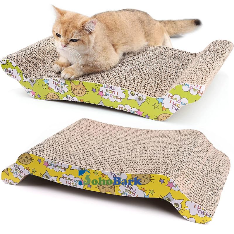 BohoBark Cat Scratcher Cardboard, Cat Scratch Pad for Indoor Cats, Cat Scratcher Couch Lounge Sofa Bed, Reversible Corrugated,Pack of 1 (B0CCDVP22M) Amazon Price History, Amazon Price Tracker
