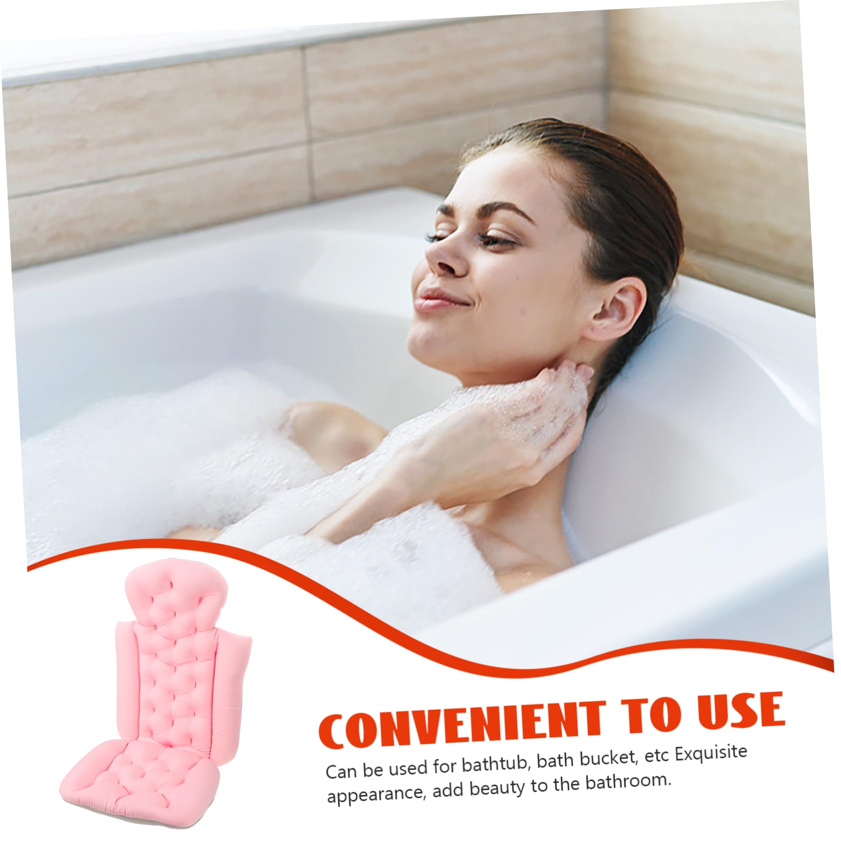 Healeved Cuscino da Bagno per Vasca da Bagno lungo Antiscivolo Ventose, Poggiatesta Morbido Sagomato per Doccia e Bagni Rilassanti Adatto ad Adulti