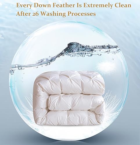 Miniatura 4 de ZTGL Lujoso edredón acolchado de plumas de ganso blanco, funda 100% algodón, hipoalergénica, edredón de plumas de ganso, calidez sin peso, para